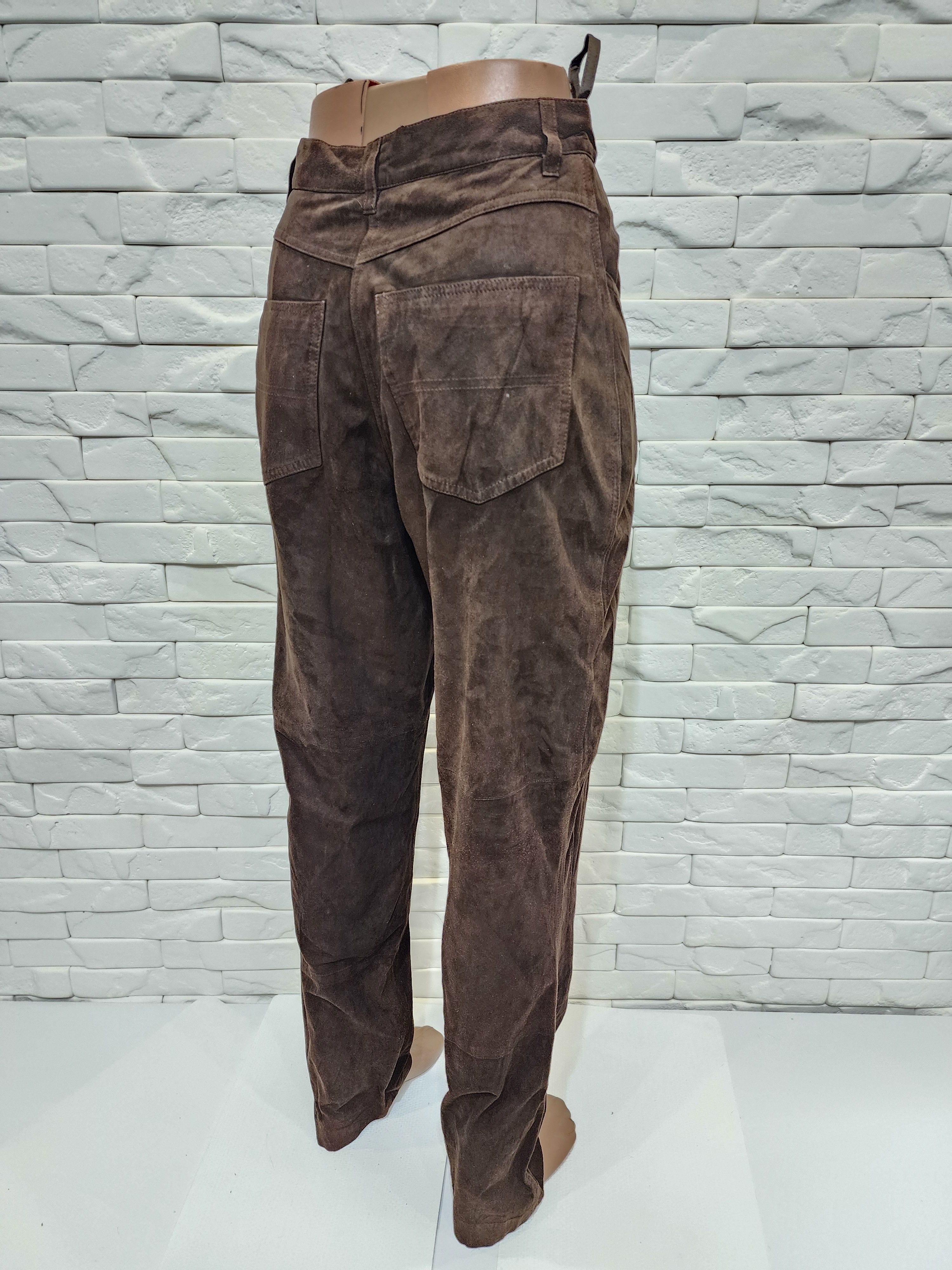 Genuine Leather Men's brown nubuck leather pants. Great men's pants. Size US 32 / EU 48 - 5 Thumbnail