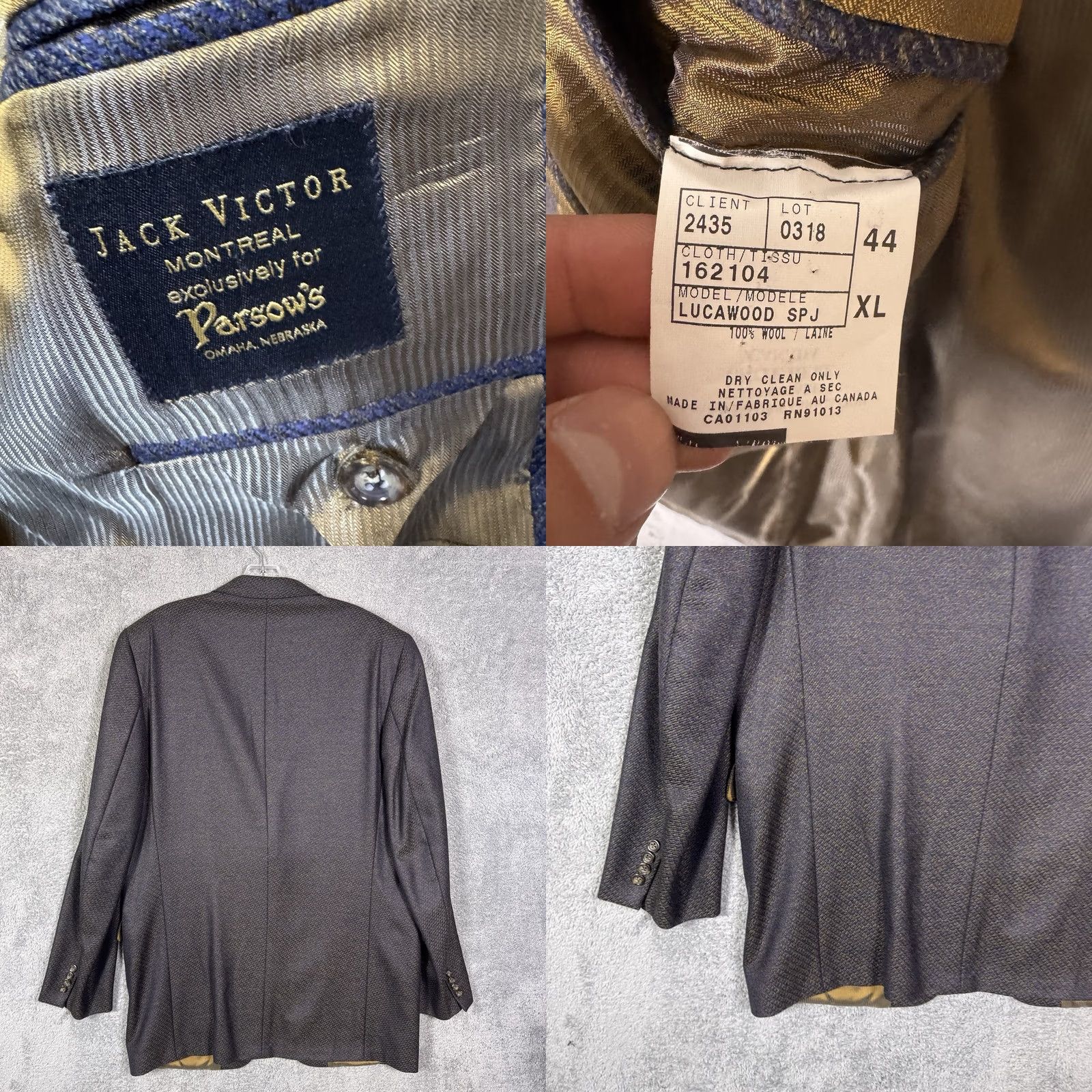 Jack Victor Jack Victor Jacket Mens 44 Blazer Men 44XL Lucawood SPJ Sport Coat Button Suit Size 44R - 9 Thumbnail