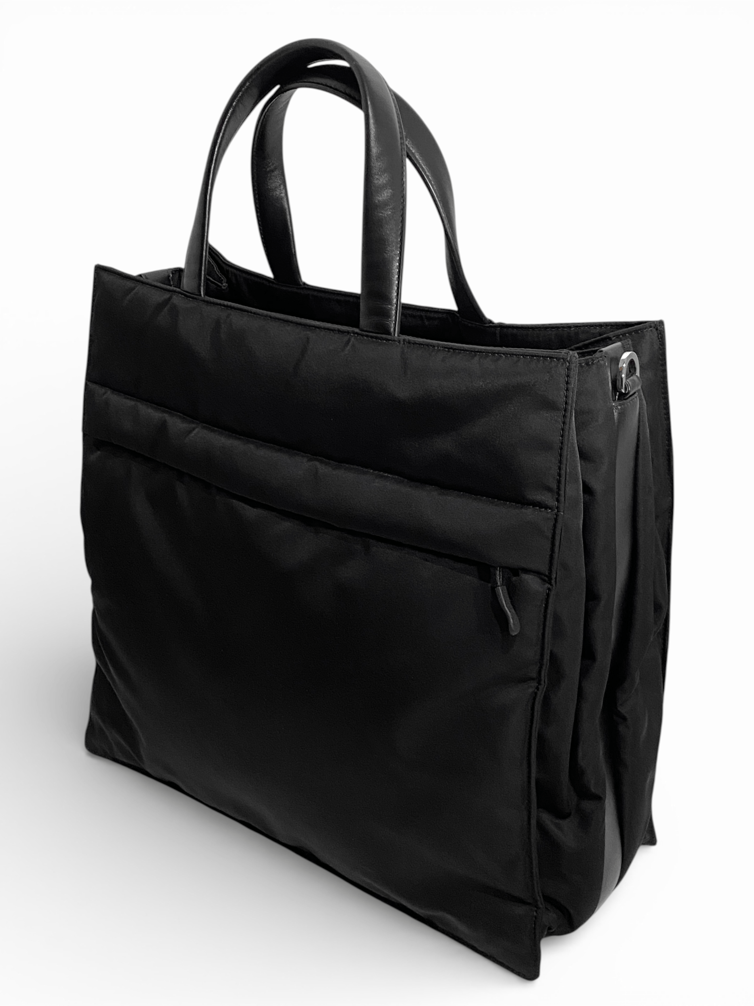 Prada Prada Triangle Logo Re Nylon Leather Hand Tote Large Bag Size ONE SIZE - 8 Thumbnail