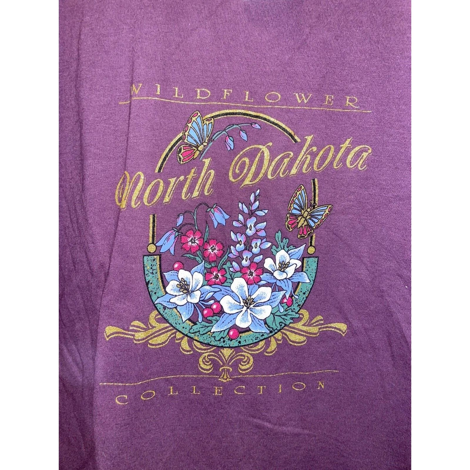 Anvil Vintage North Dakota Shirt Wildflowers Flower Purple 90s VTG Size US L / EU 52-54 / 3 - 2 Thumbnail