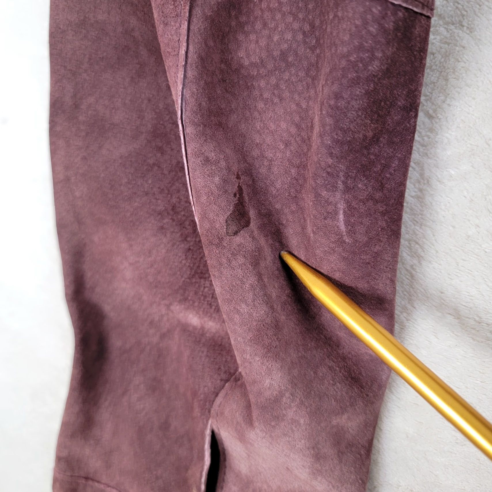 Vintage I.E. Relaxed 100% Leather Suede Plum Purple Jacket Women's Size 14 Relaxed Long Sleeve Button Closure Pockets Collared Lined Preppy Jacket Size XL / US 12-14 / IT 48-50 - 4 Thumbnail