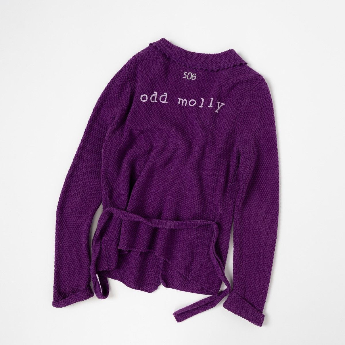 Odd Molly Odd Molly Womens Violet Cotton Cardigan Ruffle Knit Belted Size L / US 10 / IT 46 - 4 Thumbnail