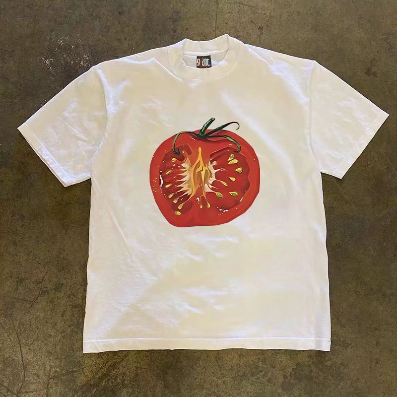 Vintage White street fashion retro tomato print t-shirt Size US M / EU 48-50 / 2 - 1 Thumbnail