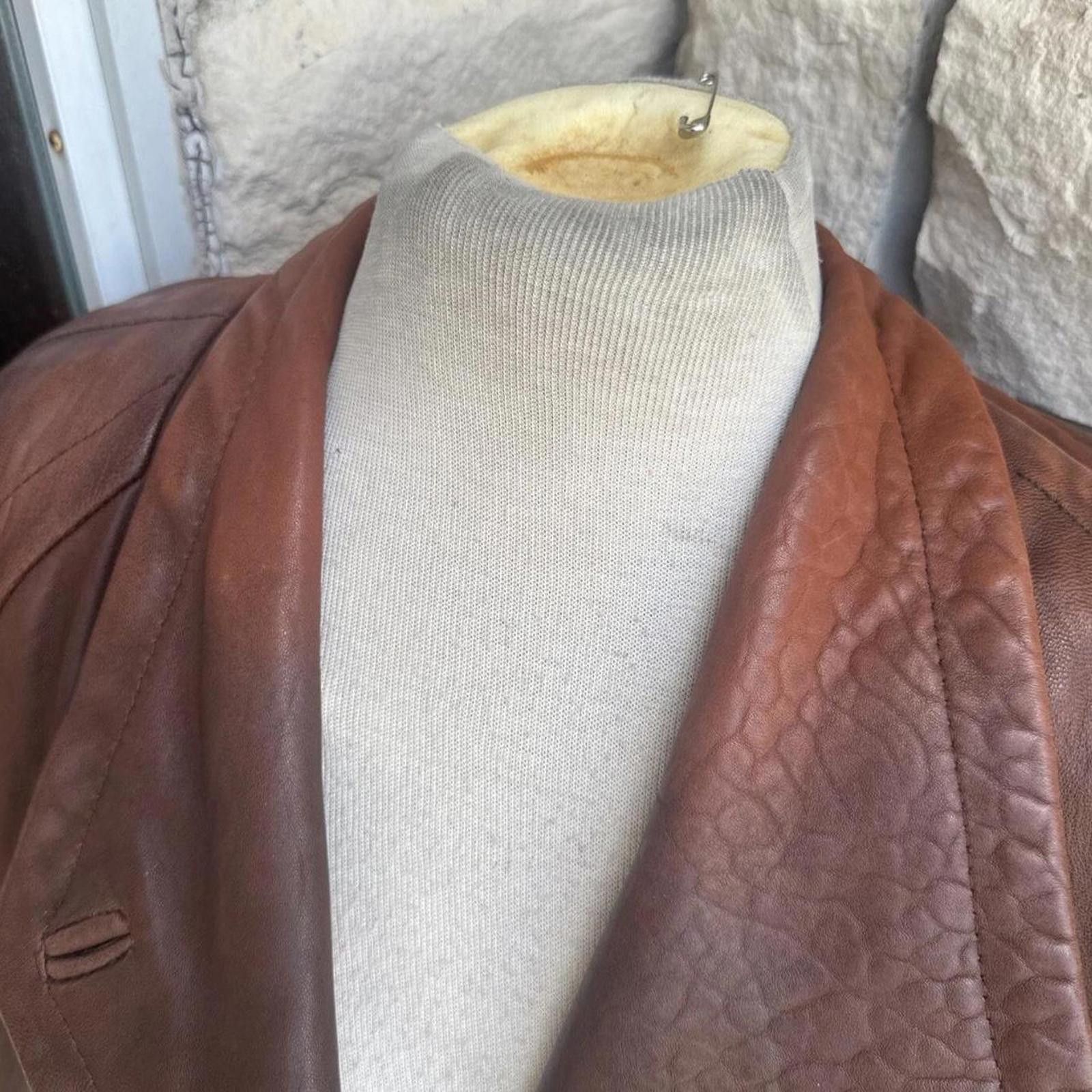 Other Brown vintage leather trench coat with pockets leather Size L / US 10 / IT 46 - 6 Thumbnail
