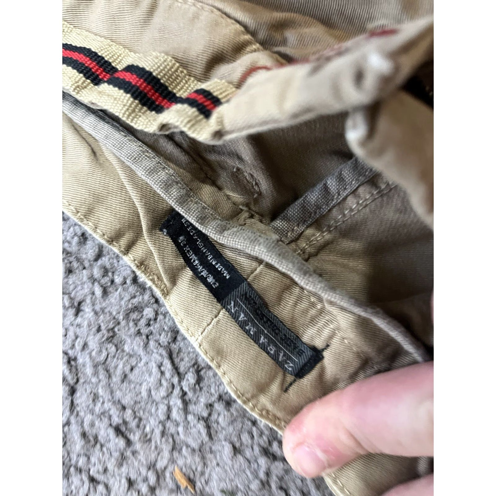 Zara ZARA Men Chino Pants Beige 40 Regular Inseam 33 Cotton Blend Flat Front Logo Basic Collection Classic USA Preppy Mens Size US 40 / EU 56 - 5 Thumbnail