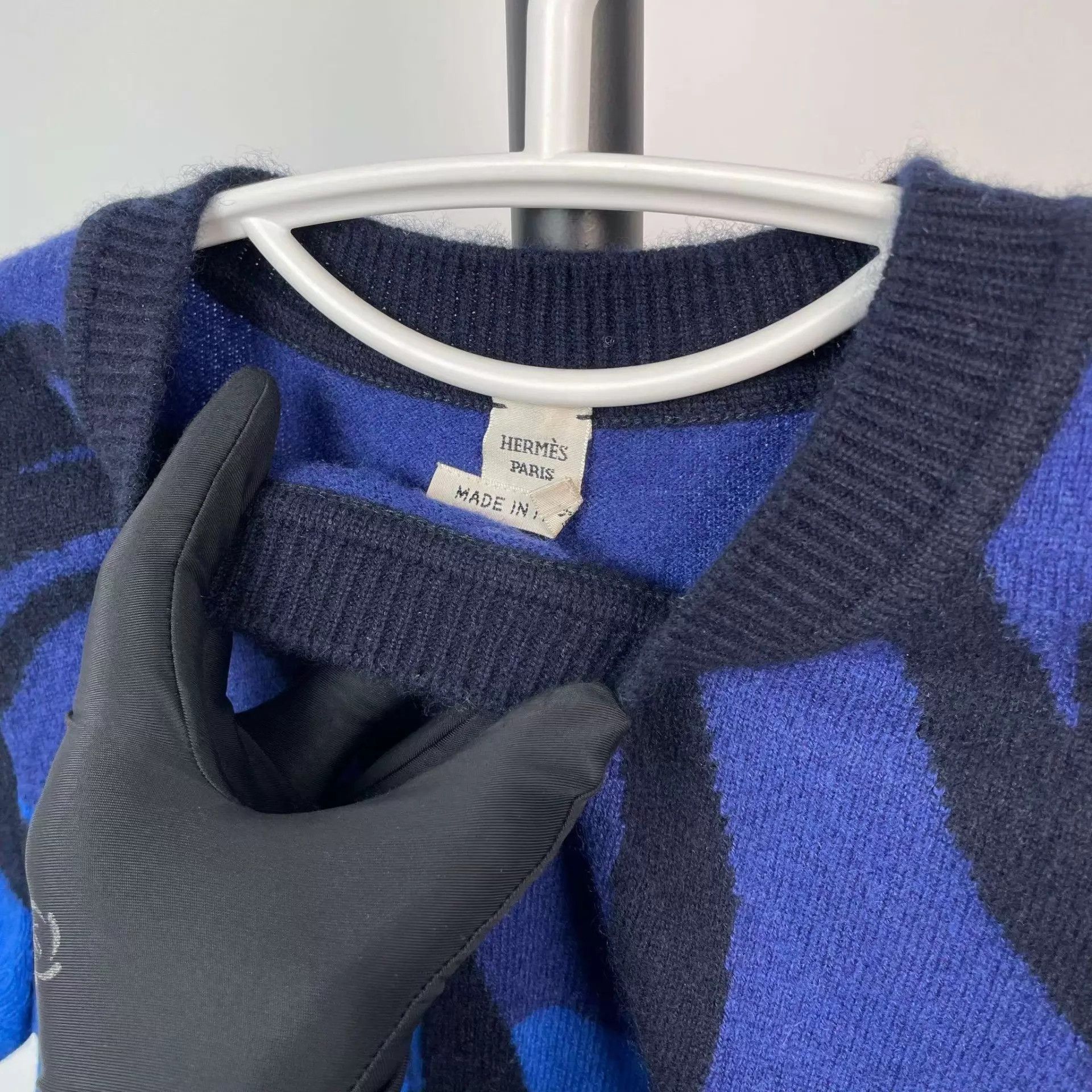 Hermes Hermès Graffiti Blue Knit Sweater Size 36 260202VHDLY04 Size XS / US 0-2 / IT 36-38 - 7 Thumbnail
