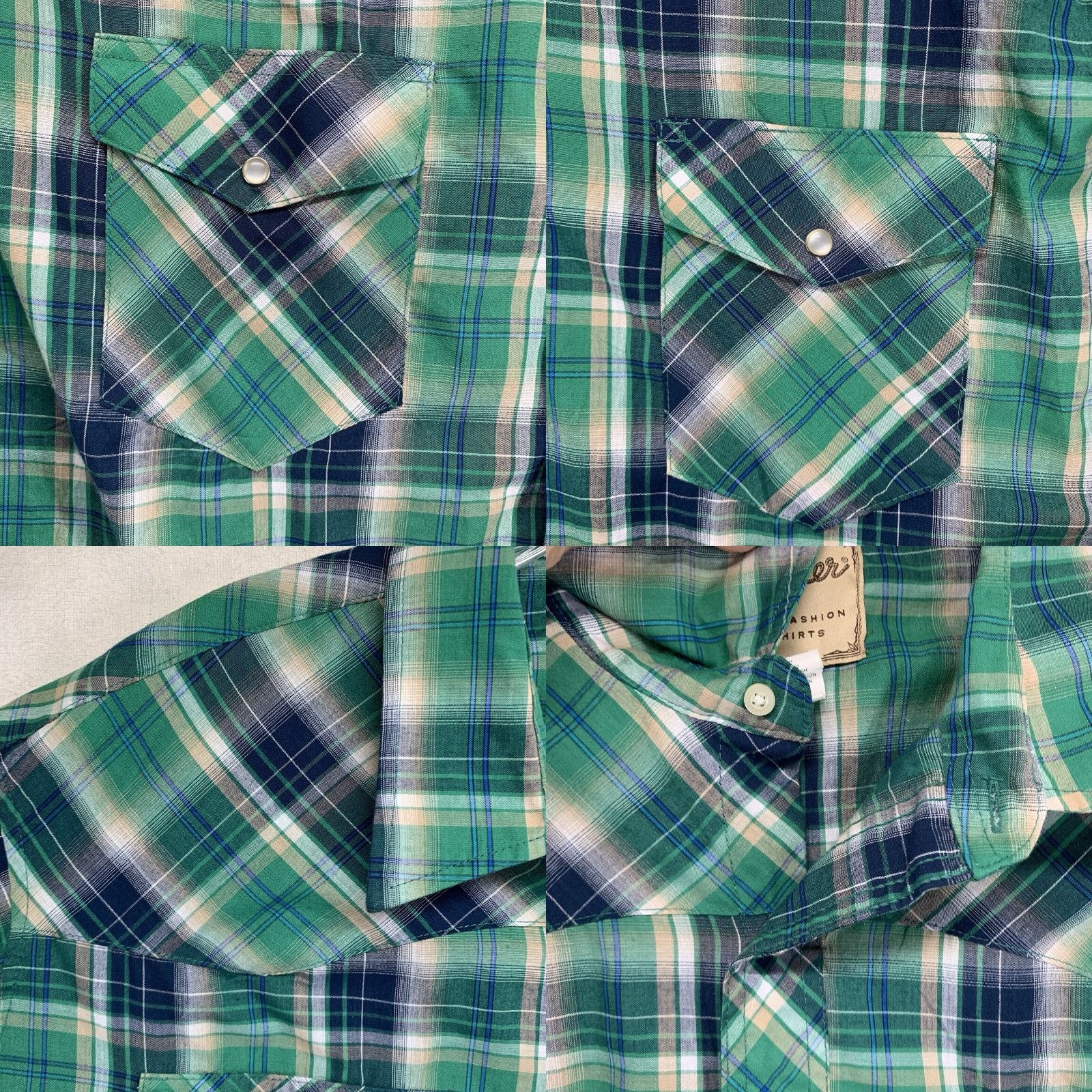 Wrangler Wrangler Mens 2XL Plaid Western Snap Button Long Sleeve Shirt Blue Green Casual Size US XXL / EU 58 / 5 - 8 Thumbnail
