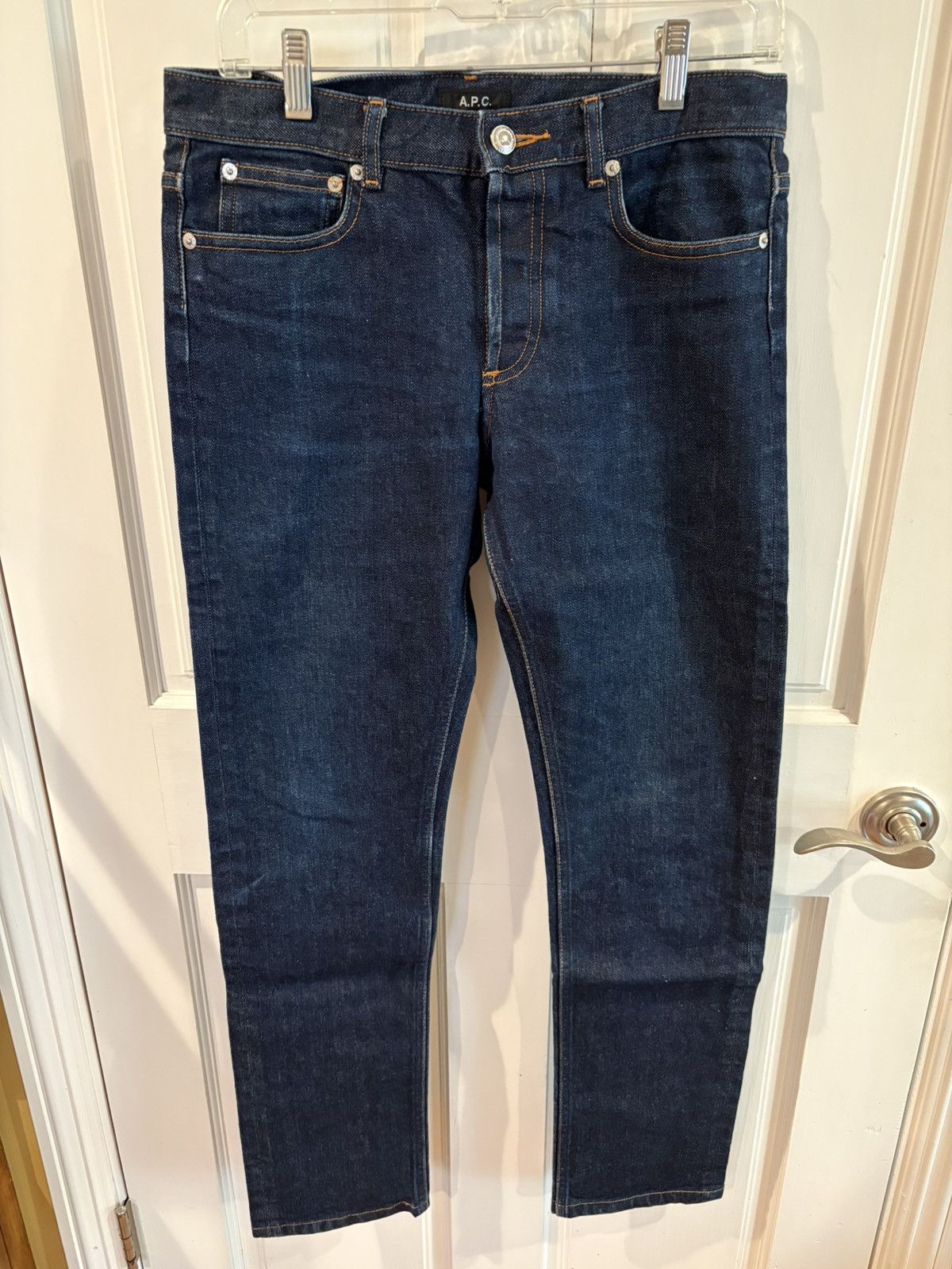 A.P.C. APC Petit Standard Jean Droit Etroit Dark Navy Blue Jeans Size US 30 / EU 46 - 1 Thumbnail