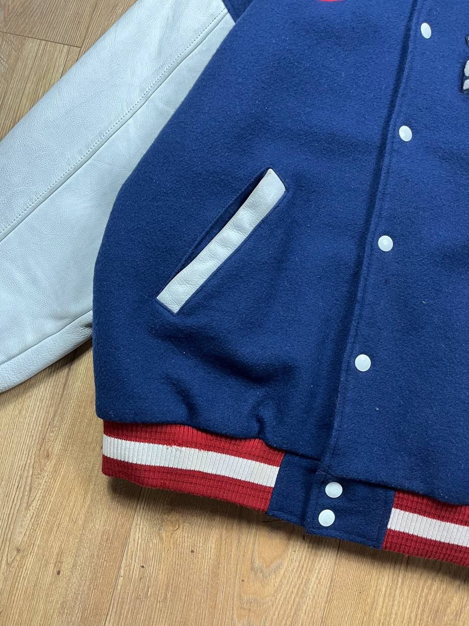 Nike 00’s NIKE SOX LEATHER WOOL VARSITY BOMBER JACKET Y2K ARCHIVE Size US L / EU 52-54 / 3 - 5 Thumbnail