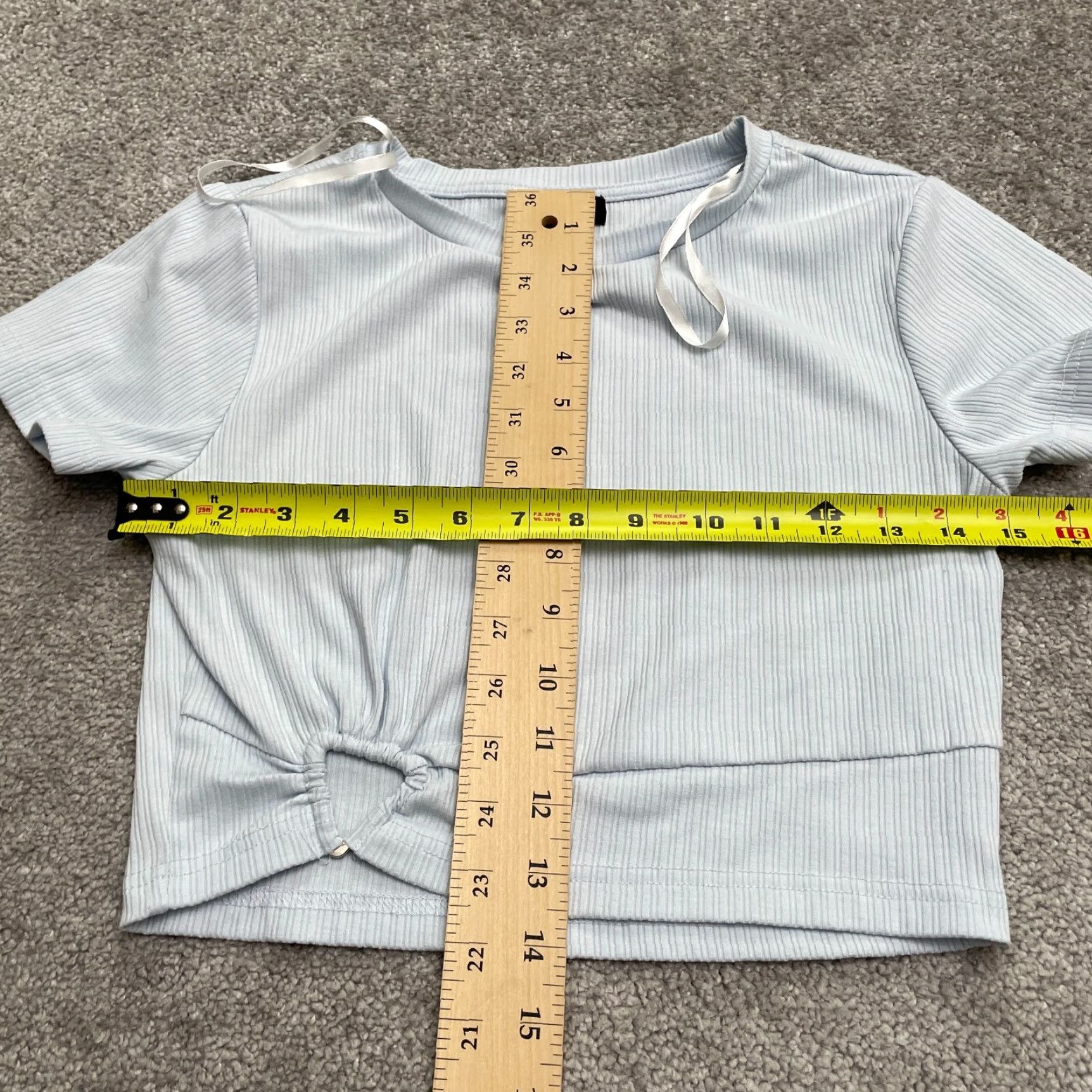 AQUA Aqua Cropped Top WOmens Small Pastel Blue Short Sleeve Casual By Bloomingdale's Size S / US 4 / IT 40 - 7 Thumbnail