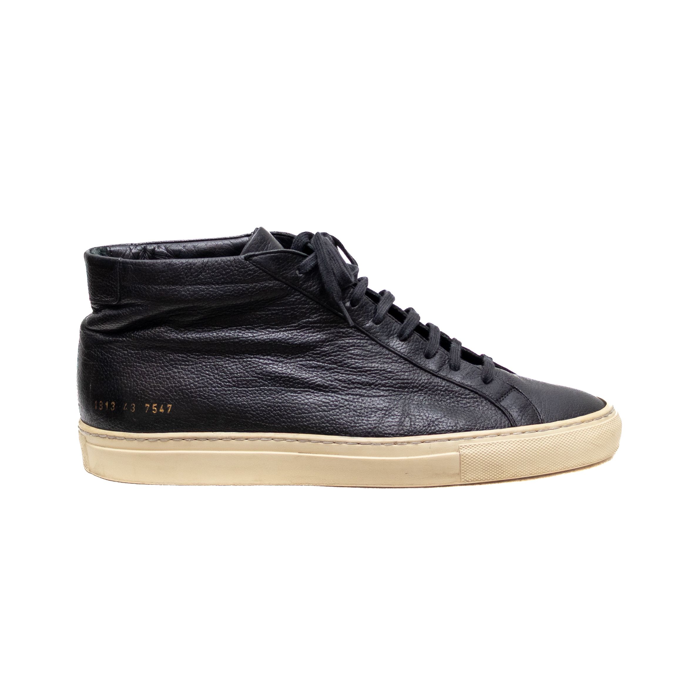 Common Projects Common Projects Black Leather Achilles Mid Top Sneakers 43 Size US 10 / EU 43 - 3 Thumbnail
