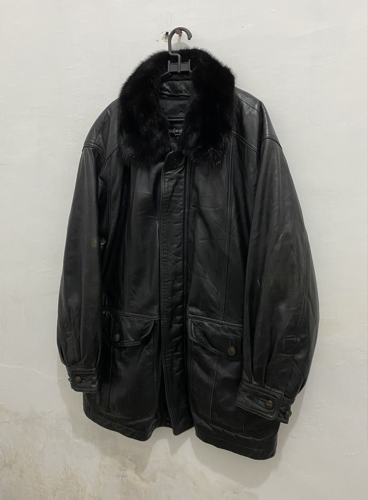 Saint Laurent Paris 💥Leather💥Yves Saint Laurent Leather Coat Size US L / EU 52-54 / 3 - 3 Thumbnail