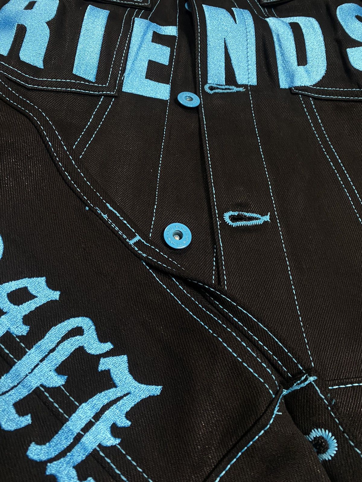 Vlone Vlone Blue Old English Denim Jacket (S) Size US S / EU 44-46 / 1 - 3 Thumbnail
