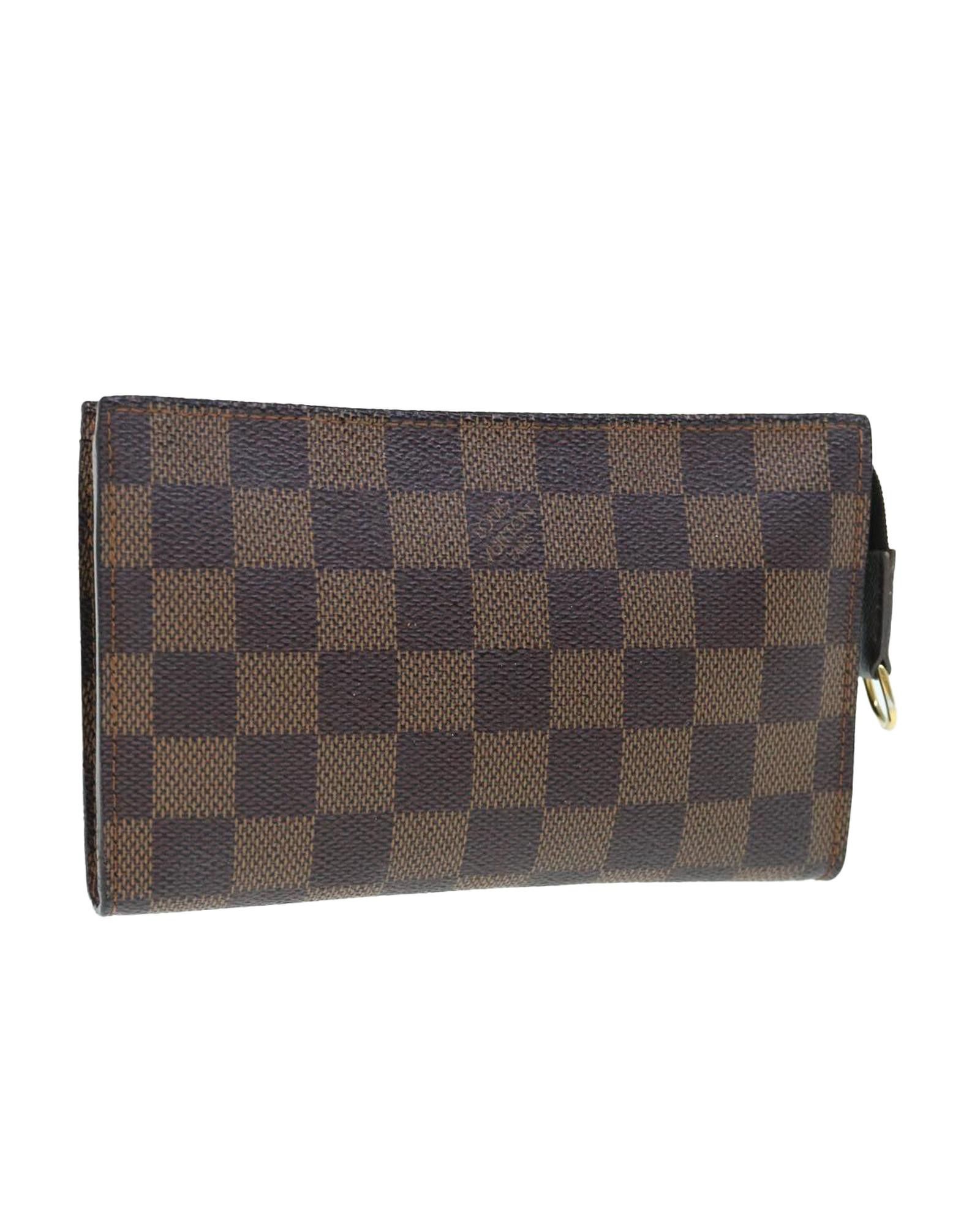 image of Louis Vuitton Vintage Damier Ebene Canvas Pouch By Luxury Designer in Damie Ebene, Women's