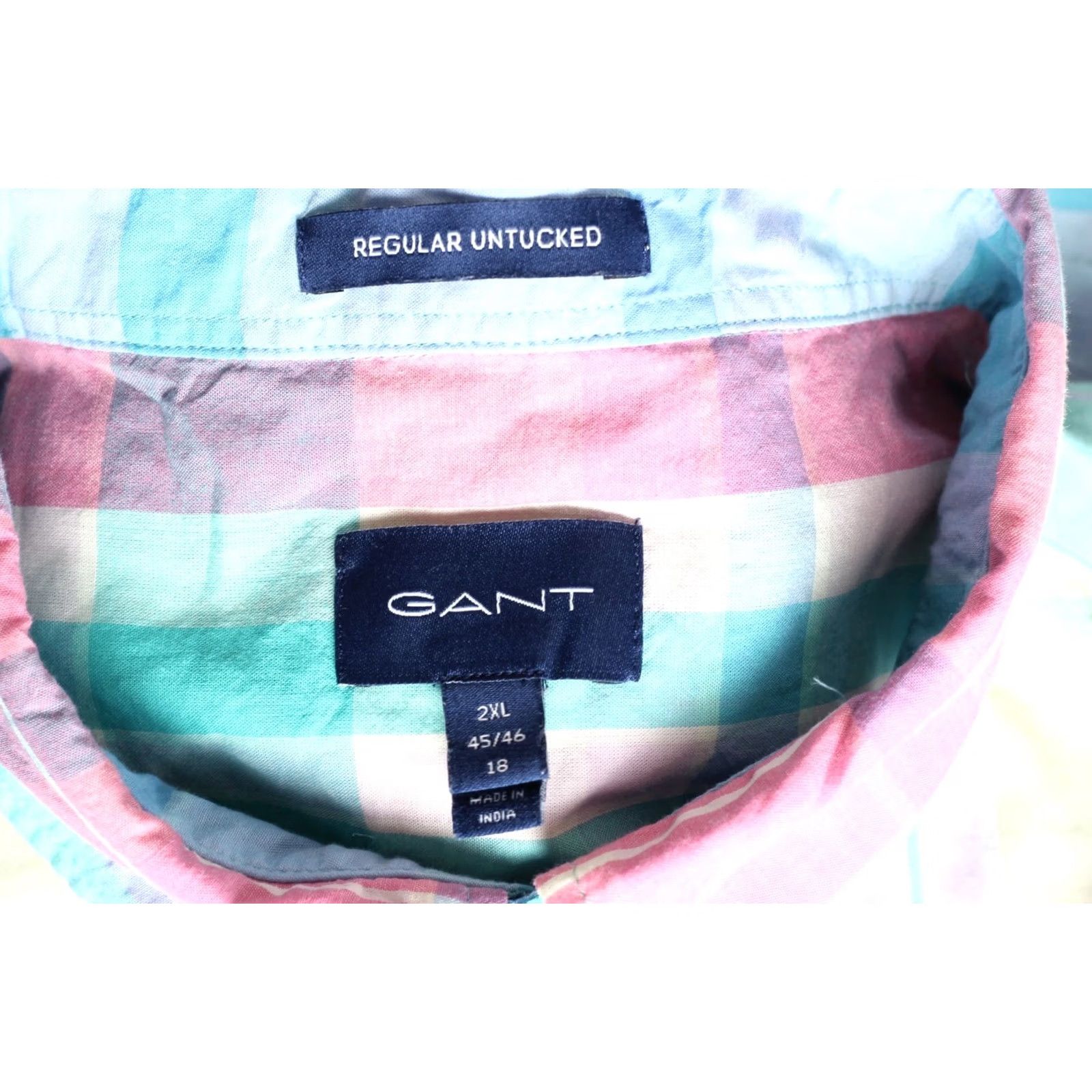 Gant GANT Regular Untucked Shirt Men 2XL Short Sleeve Check VR4025 Size US XXL / EU 58 / 5 - 6 Thumbnail