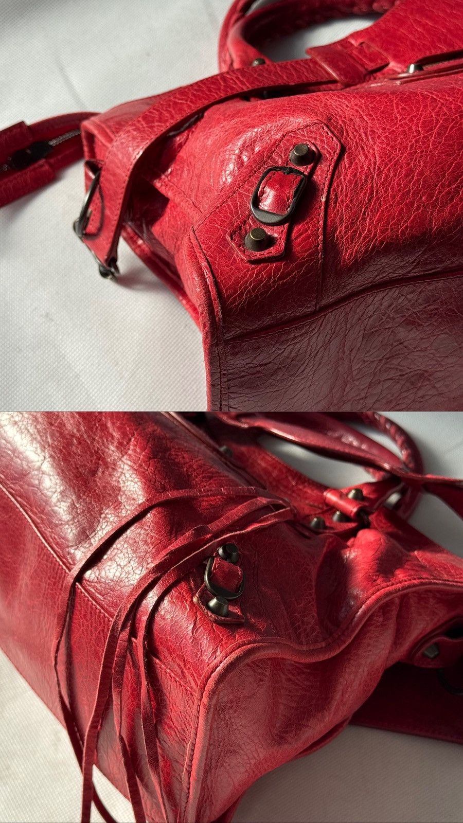 Balenciaga Authentic Balenciaga Red City Bag Real Leather Handbag Size ONE SIZE - 15 Thumbnail