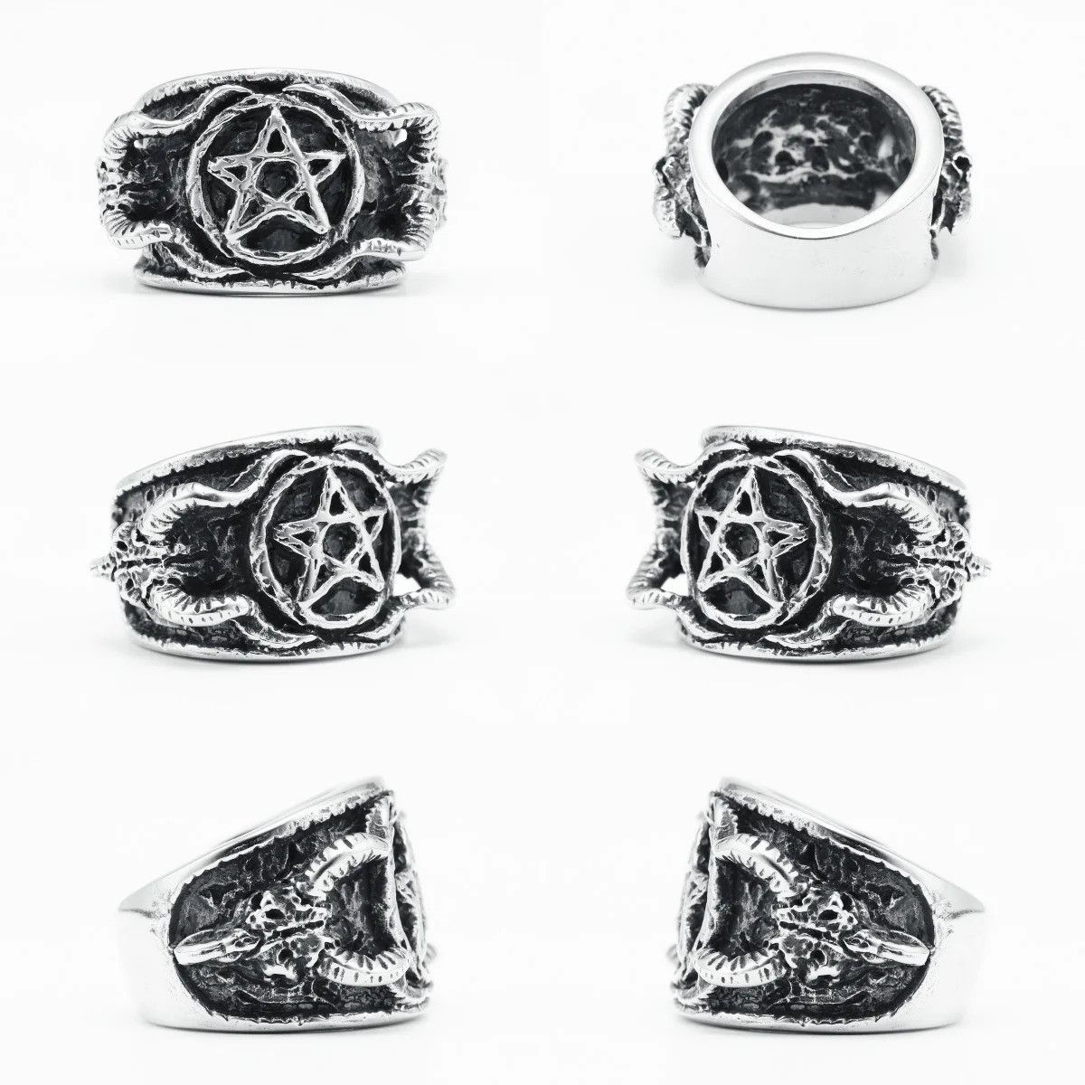 Jewelry Satan Pentagram Ring Streetwear Jewelry Fashion Gift Size ONE SIZE - 6 Thumbnail