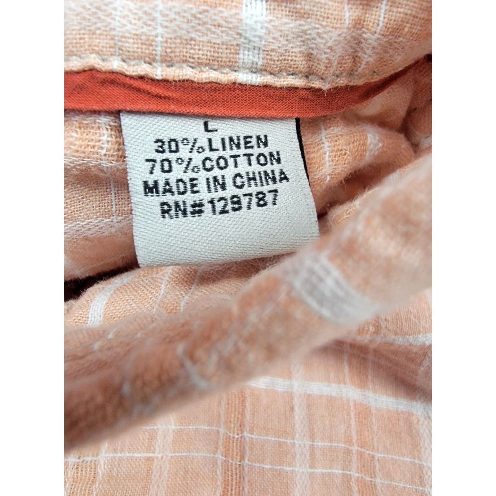 Carbon2Cobalt Carbon 2 Cobalt Shirt Mens Large Pink White Plaid Linen Blend Button Up Size US L / EU 52-54 / 3 - 7 Thumbnail