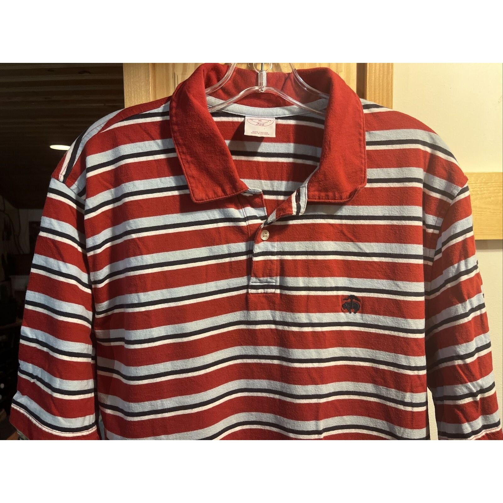 Brooks Brothers Brooks Brothers Mens XL Red Striped Button Cotton Polo Shirt Size US XL / EU 56 / 4 - 4 Thumbnail