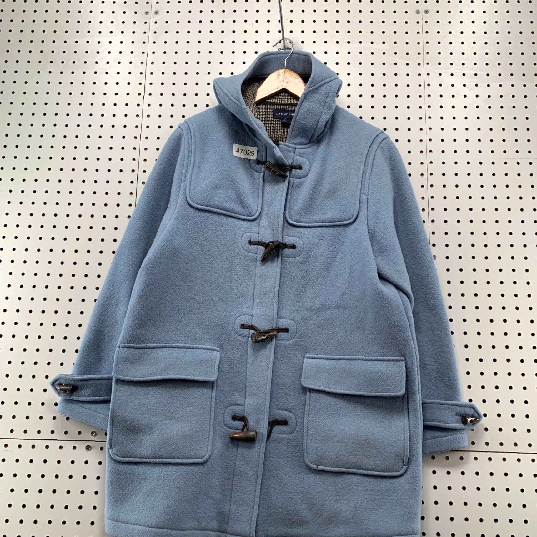 Lands' End Lands' End Wool Duffle Toggle Coat Womens Medium Sky Blue Hooded Coat Size M / US 6-8 / IT 42-44 - 5 Thumbnail