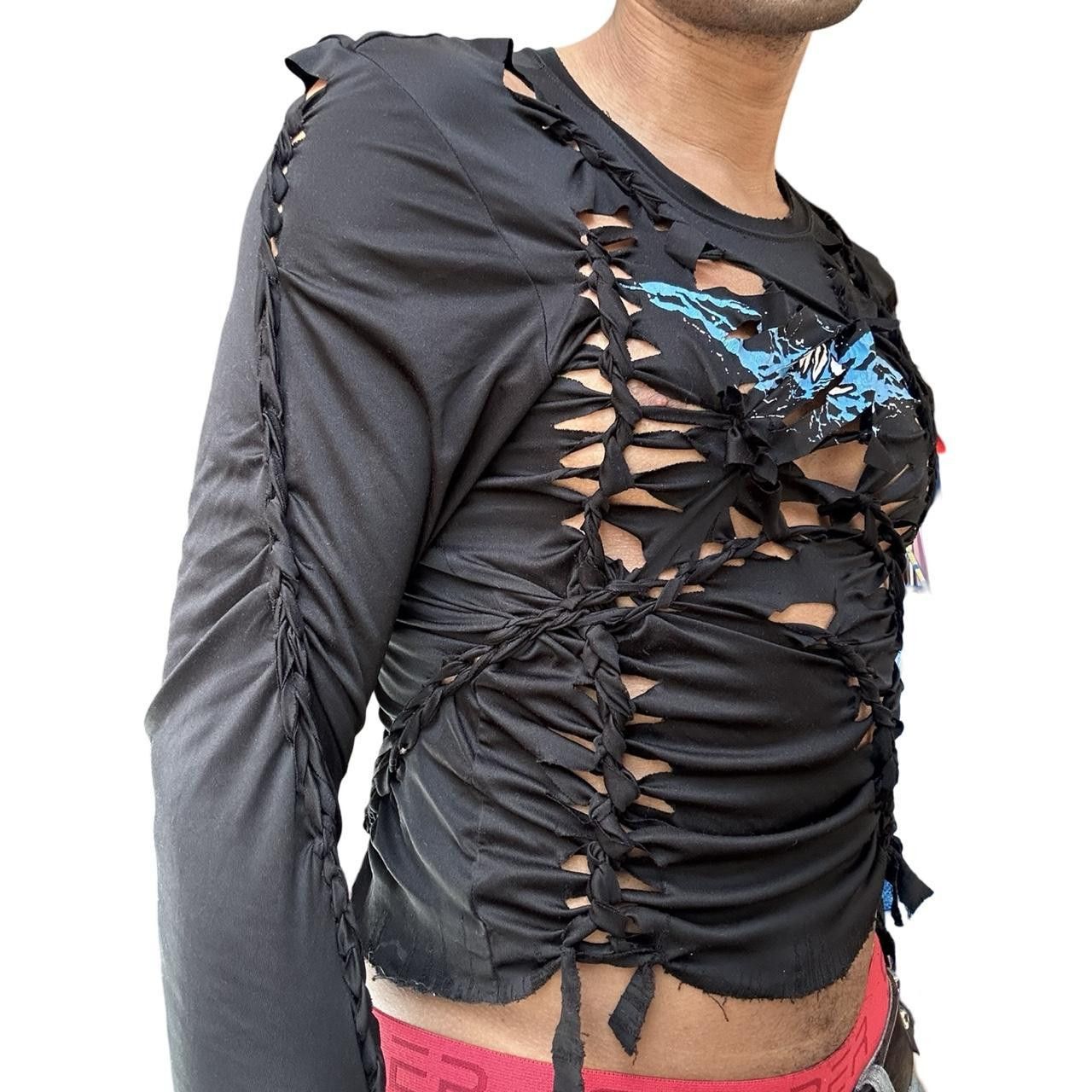 Vintage ASTROBOI*' Thunder' Black Braided Compression Top - Large Size US L / EU 52-54 / 3 - 6 Thumbnail