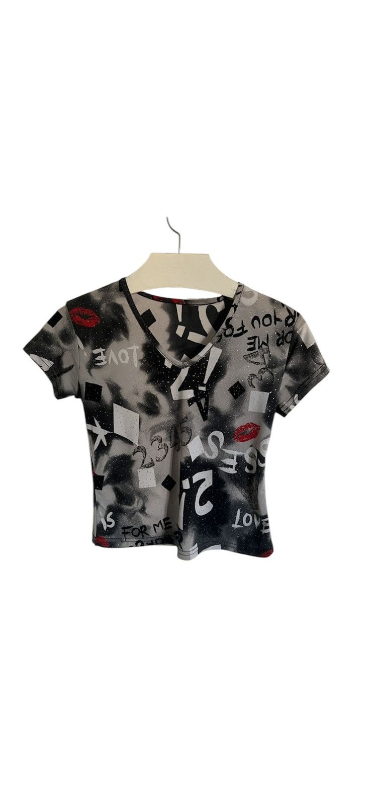 Y2K Mesh Tee Top Blouse 2000s print kiss like jpg margiela