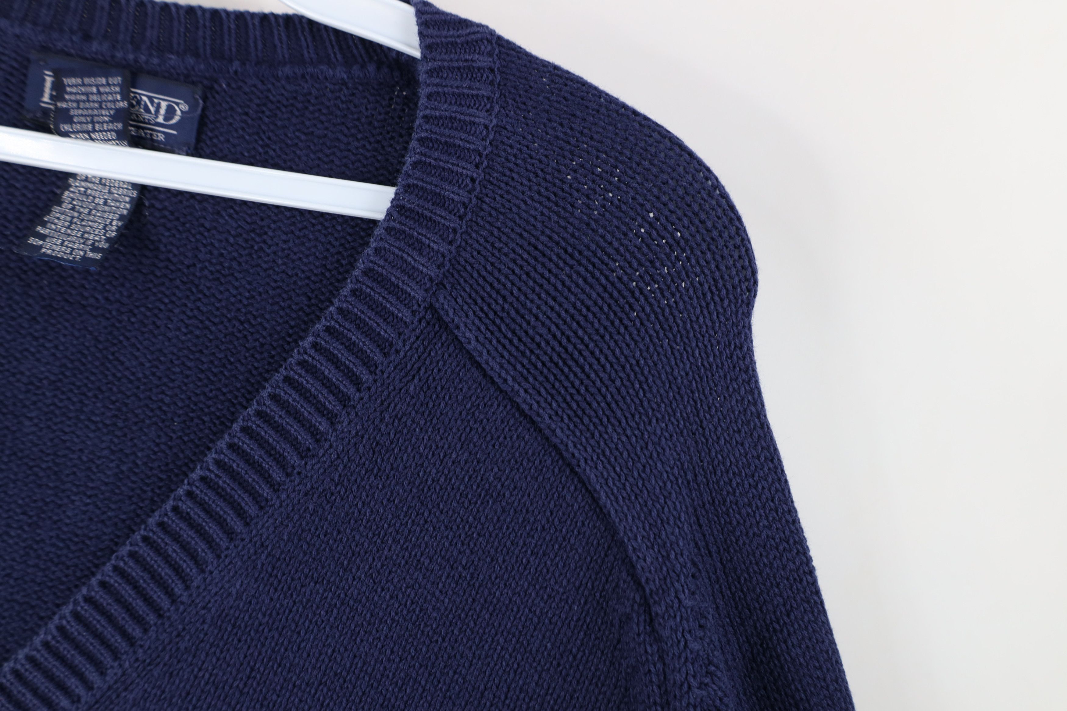 Lands' End Vintage 90s Lands End Cotton Knit V-Neck Sweater Blue USA Size US M / EU 48-50 / 2 - 4 Thumbnail