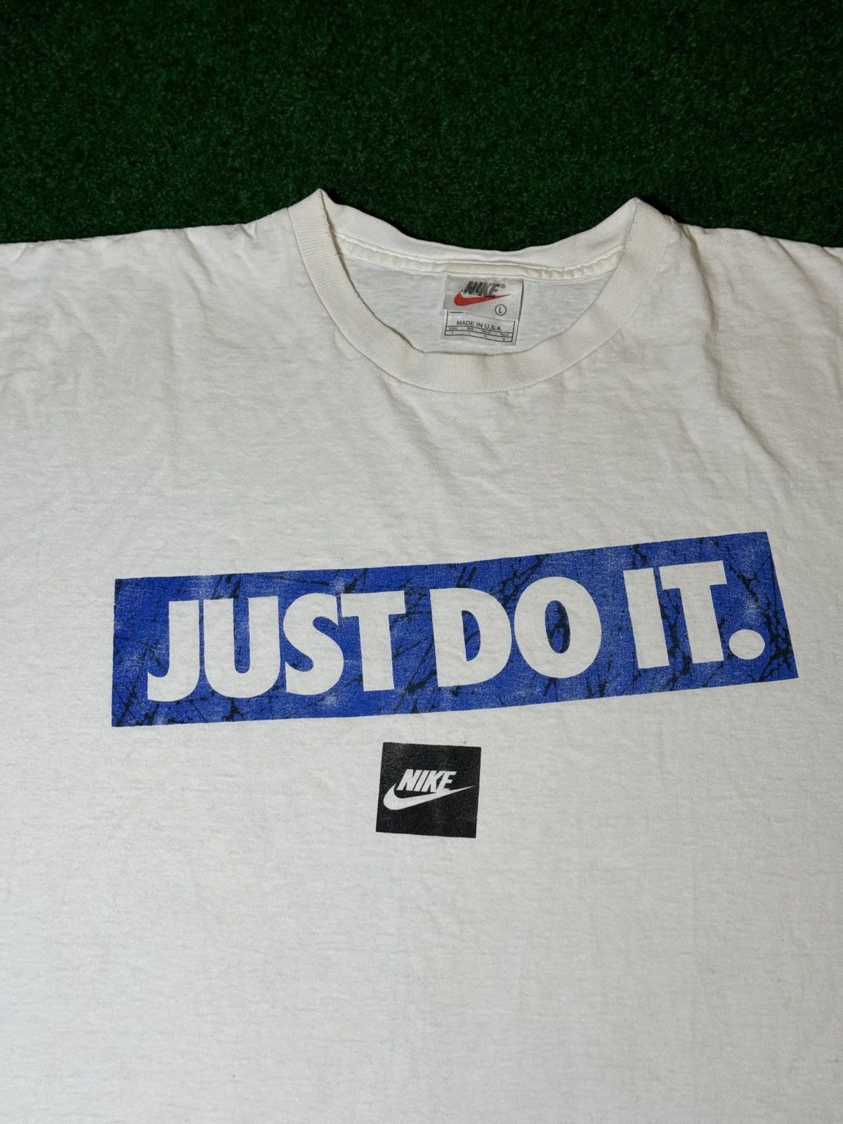 Nike × Vintage Vintage 90s Nike Just Do It USA Made Baggy Boxy T Shirt Size US L / EU 52-54 / 3 - 2 Thumbnail