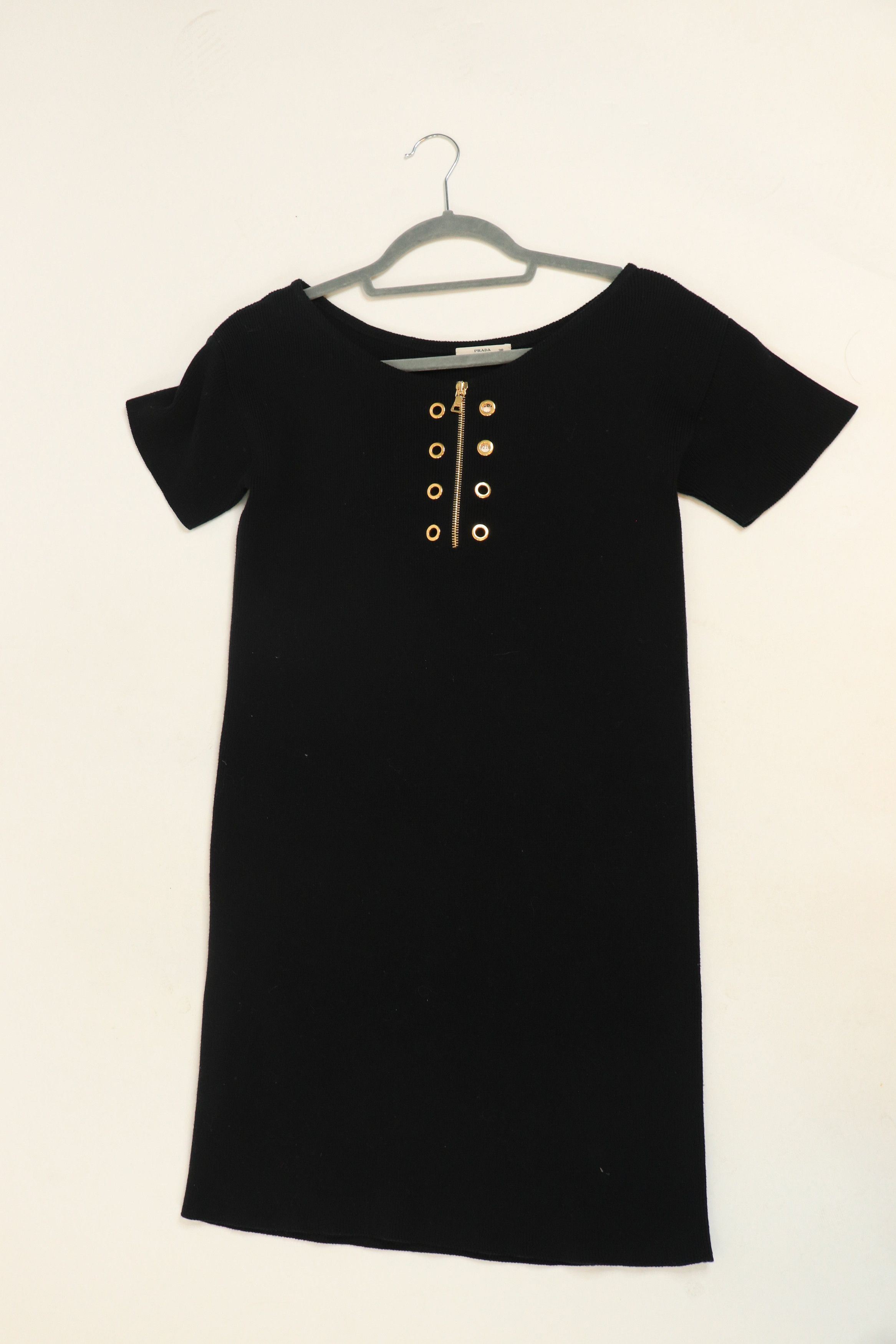 Prada Black knit eyelet mini dress - UK 6 Size XS / US 0-2 / IT 36-38 - 1 Thumbnail