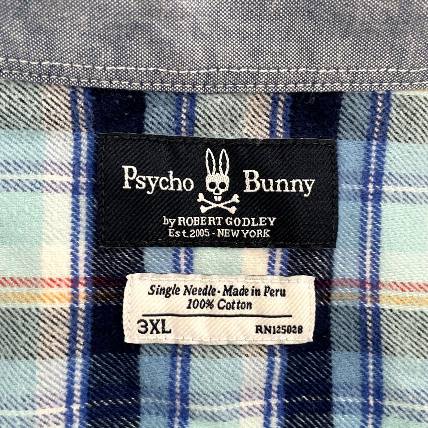 Psycho Bunny Psycho Bunny Shirt Adult 3XL Blue Plaid Pima Cotton Flannel Button Up Mens XXXL Size US XXL / EU 58 / 5 - 5 Thumbnail