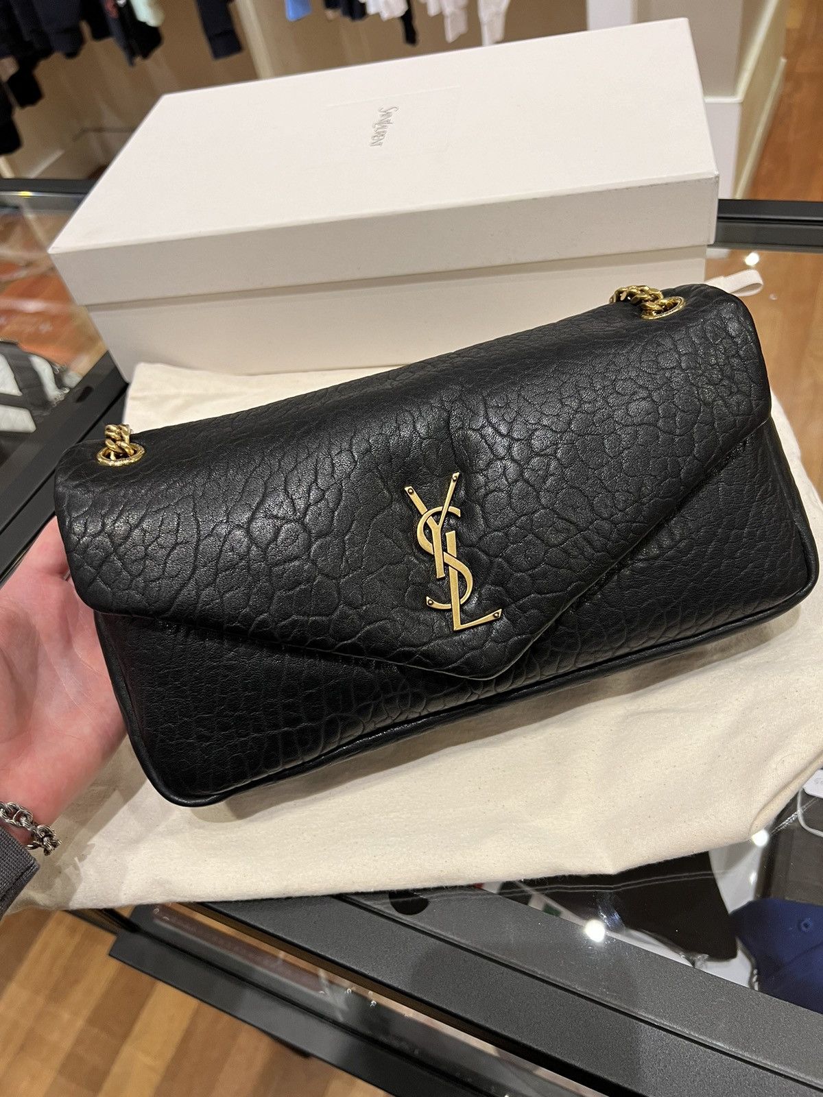 Saint Laurent Paris Saint Laurent YSL Calypso Medium in Grained Lambskin Size ONE SIZE - 5 Thumbnail