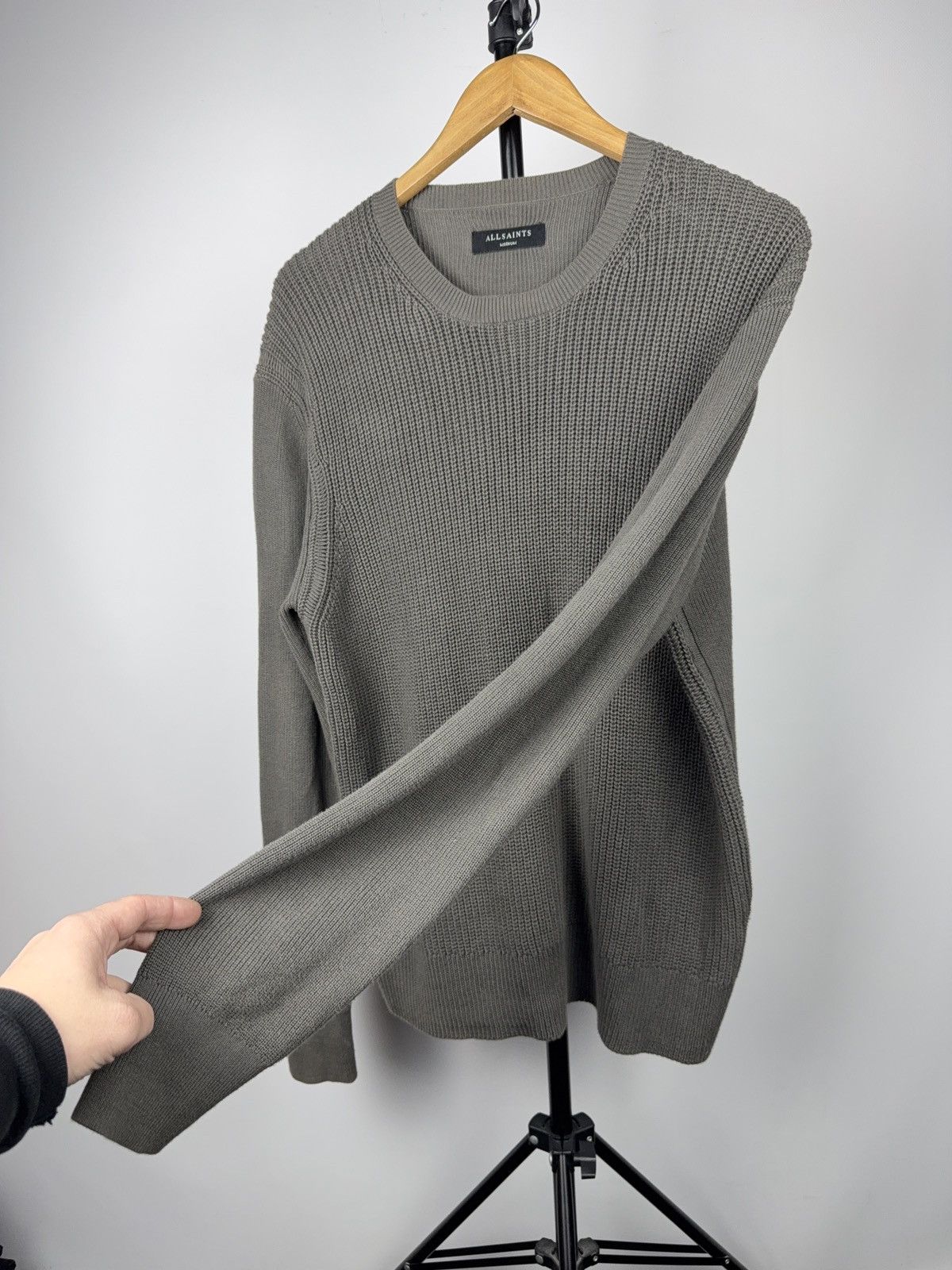 Allsaints Avant GardeAllSaints Grey Vertical Rib Knit Crewneck Sweater Size US M / EU 48-50 / 2 - 7 Thumbnail