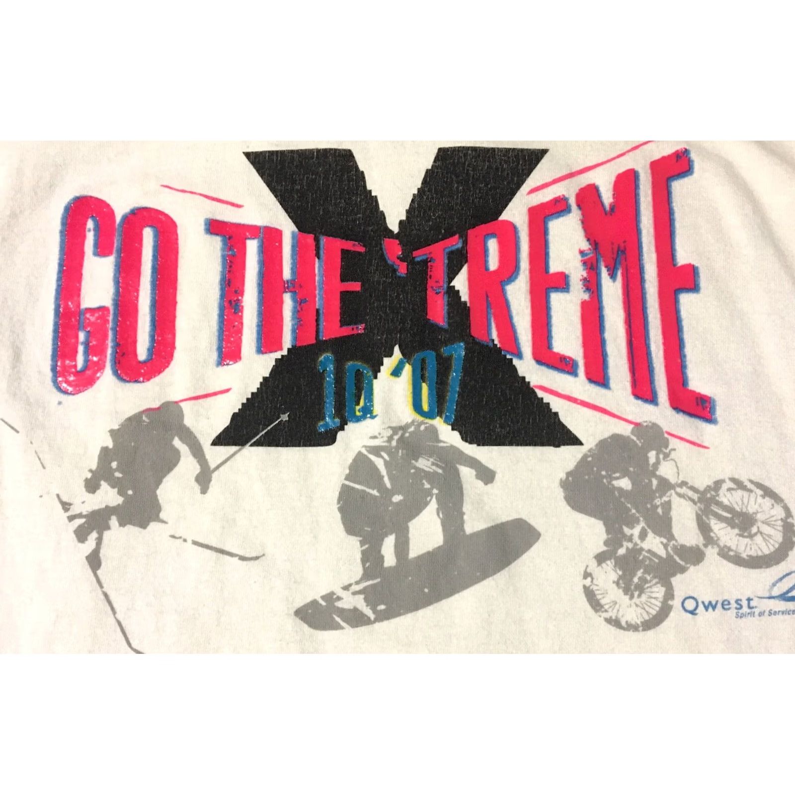 Apple VINTAGE Qwest Go The Extreme Sales Rep Shirt L White Cotton Mens T-Shirt 90s Grunge Telephone Apple Retro Size US L / EU 52-54 / 3 - 3 Thumbnail