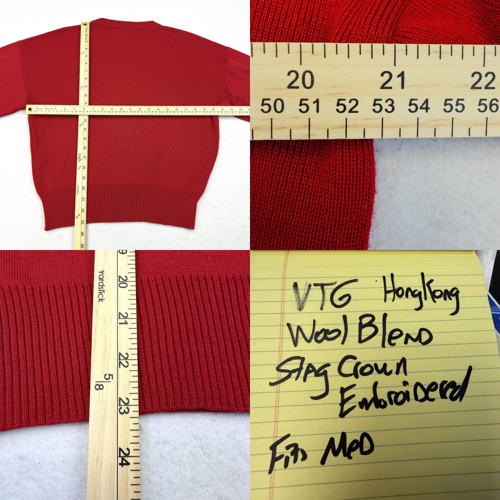 Bogner VINTAGE Bogner Sweater Womens M Red Wool Blend Embroidered Stag Crest Hong Kong Crew Neck Pullover Knitting Casual Fall Winter Size M / US 6-8 / IT 42-44 - 8 Thumbnail