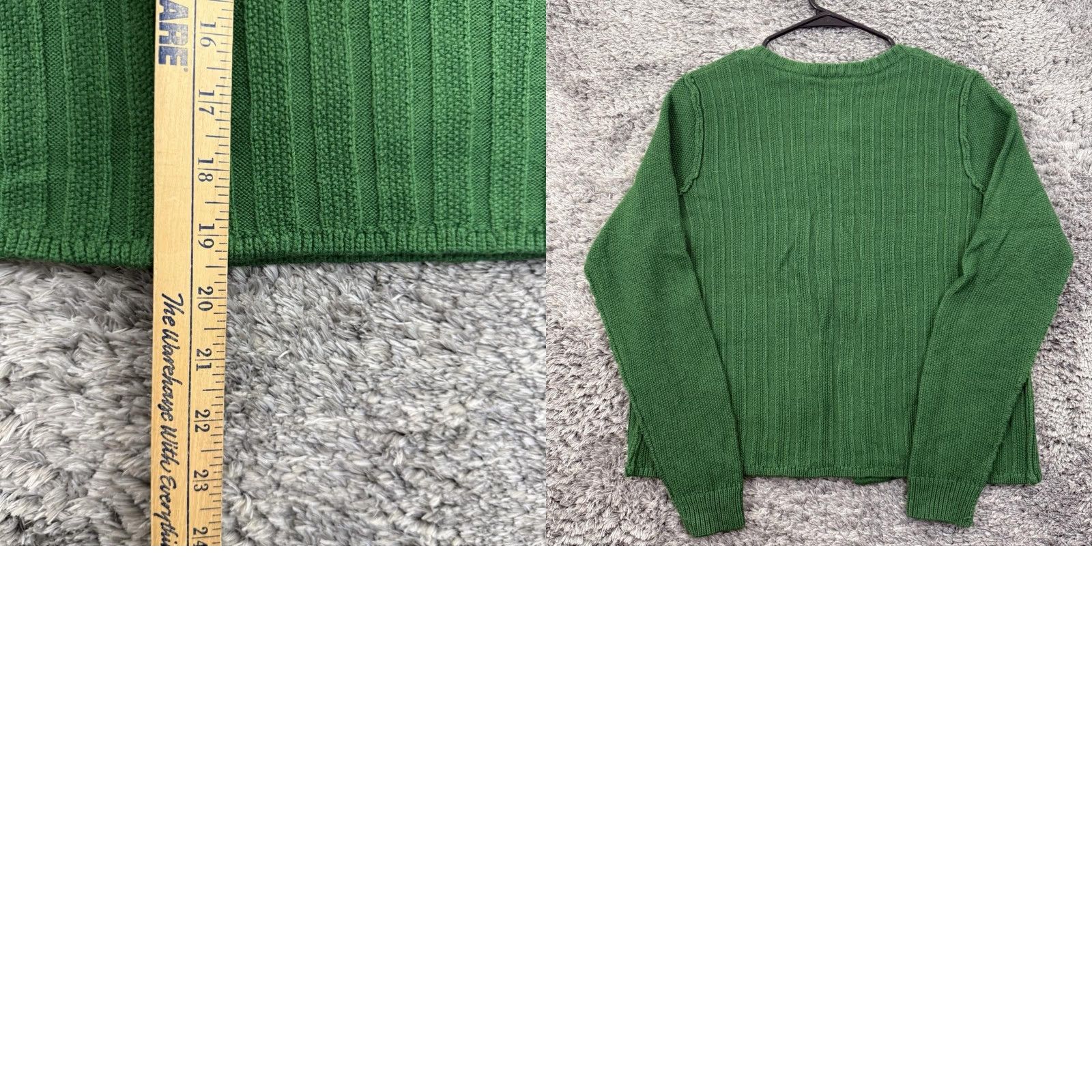 Vintage TAHARI Sweater Women's Large Green Cardigan Ribbed Merino Wool Blend Snap Size L / US 10 / IT 46 - 8 Thumbnail