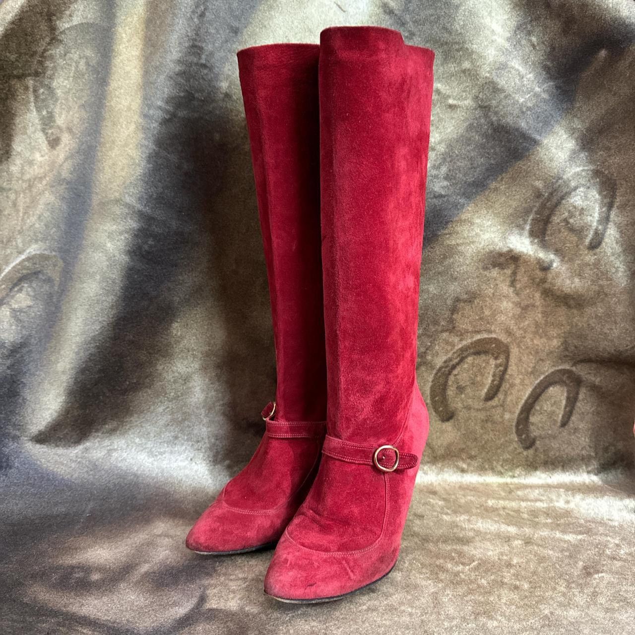 Chloe × Karl Lagerfeld × Vintage Vintage Chloe 70s red suede leather below the knee boots 38 Size US 8 / IT 38 - 3 Thumbnail