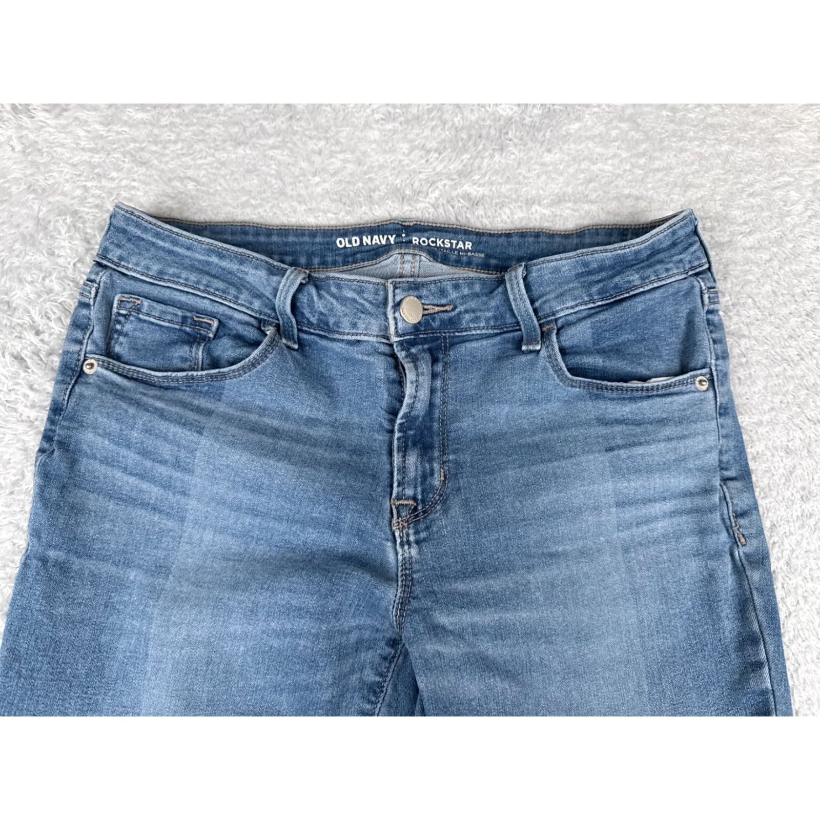 Old Navy Old Navy Jeans Womens 8 Blue Denim Rockstar Mid Rise Raw Hem Cotton Blend 29x25 Size 30" / US 8 / IT 44 - 4 Thumbnail