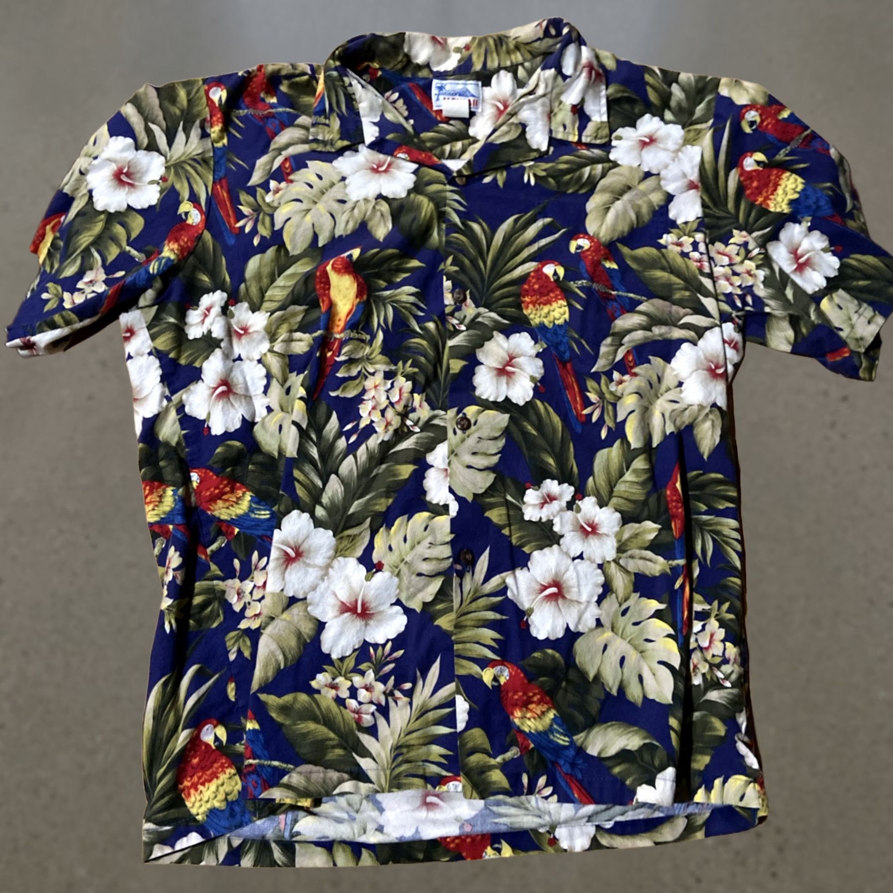 Vintage VINTAGE Hawaii Hawaiian Tropical Shirt Mens L Blue Cotton 100% Button-Up Short Sleeve Floral Cockatoo Macaw Hawaiian Theme Size US L / EU 52-54 / 3 - 1 Thumbnail