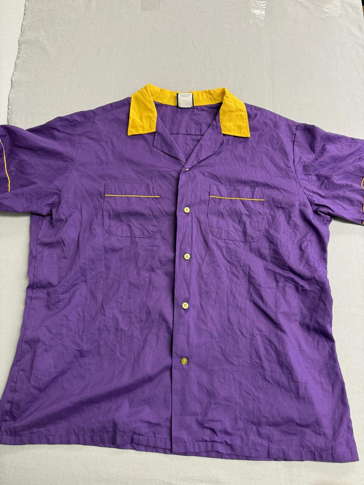 Other Vintage Bowling Collar Button Up Hilton Purple & Gold XXL Size US XXL / EU 58 / 5 - 1 Thumbnail