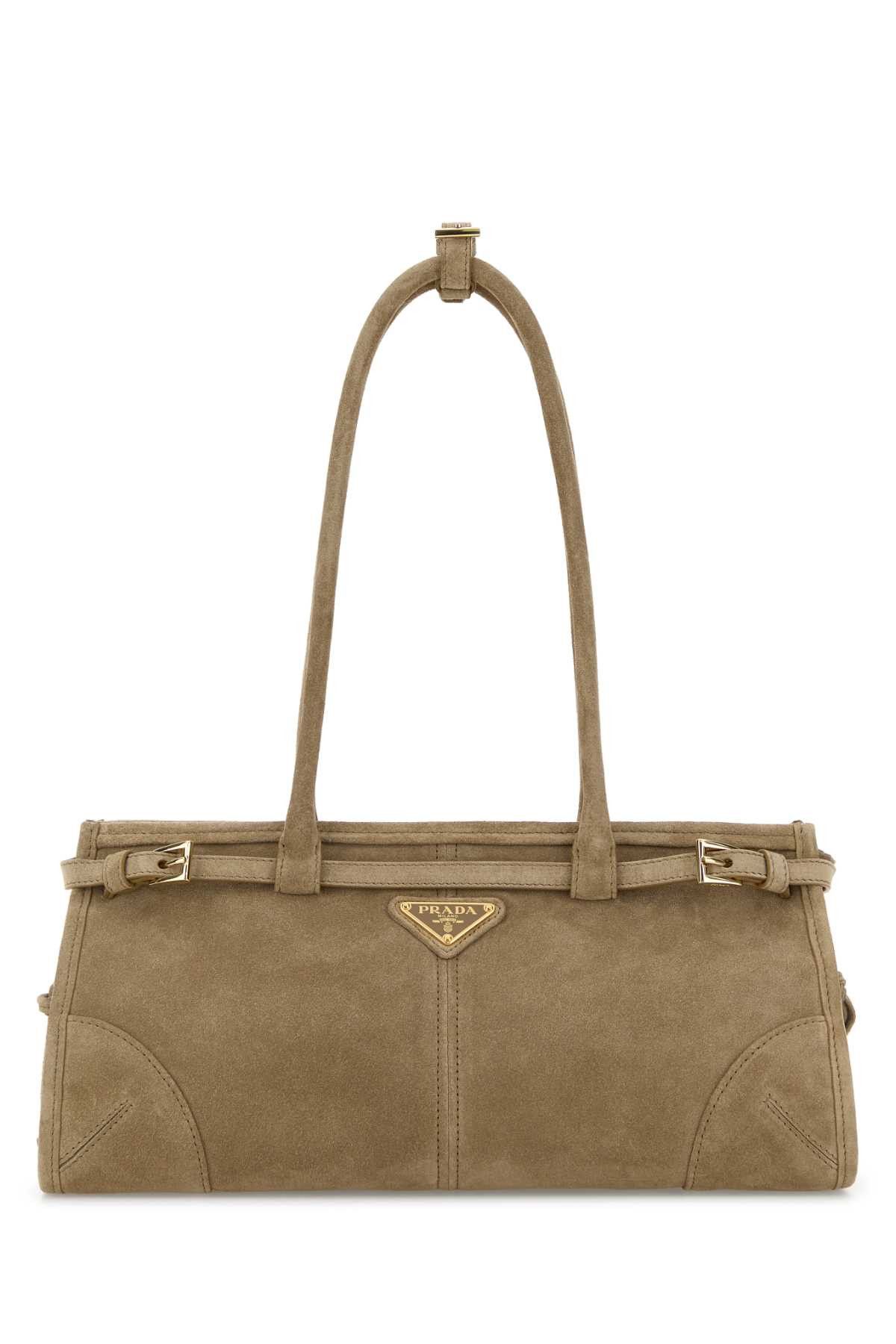 Beige Suede Shoulder Bag