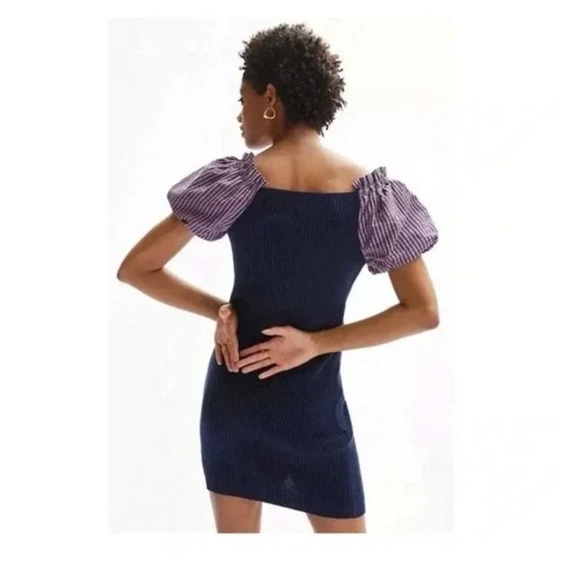 Anthropologie Maeve Anthropologie Ribbed Puff Sleeve Bodycon Mini Dress Size XL / US 12-14 / IT 48-50 - 2 Thumbnail