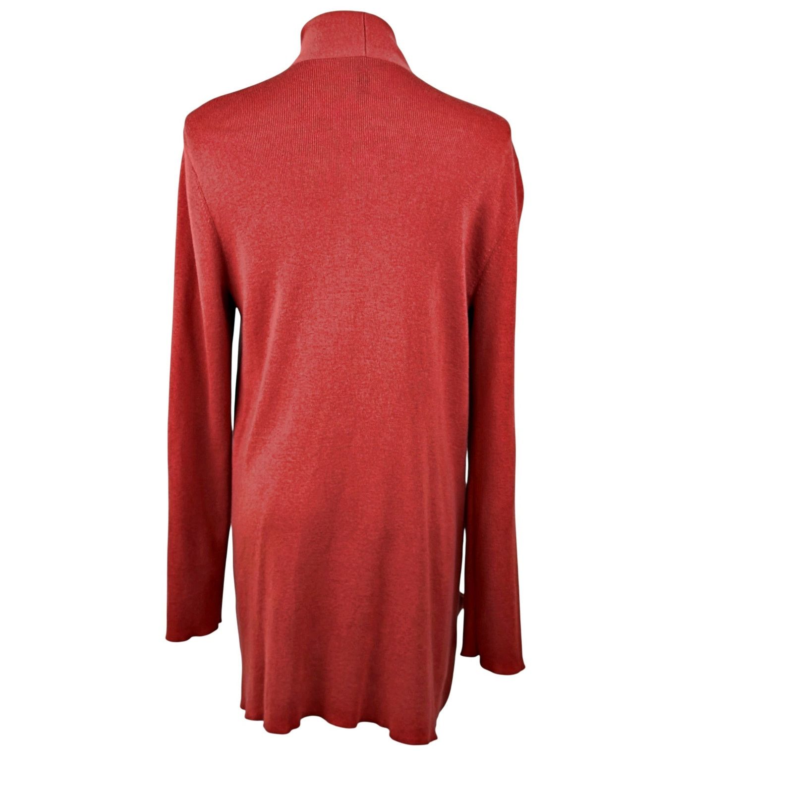 Eileen Fisher EILEEN FISHER Orange Silk Org Cotton Open Front Cardigan Size M / US 6-8 / IT 42-44 - 2 Thumbnail