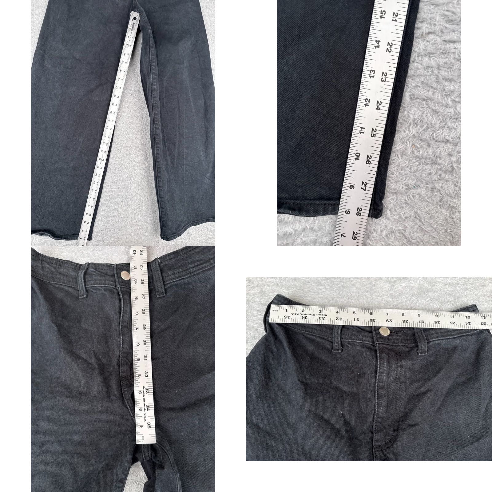 Vintage Universal Thread Jeans Womens 4 Black Denim Sailor Wide Leg High Rise 26x28 Size 27" / US 4 / IT 40 - 8 Thumbnail