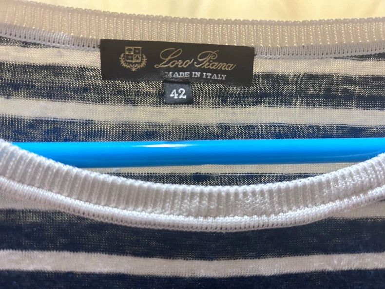 Loro Piana LORO PIANA Dark blue striped linen T Size S / US 4 / IT 40 - 3 Thumbnail