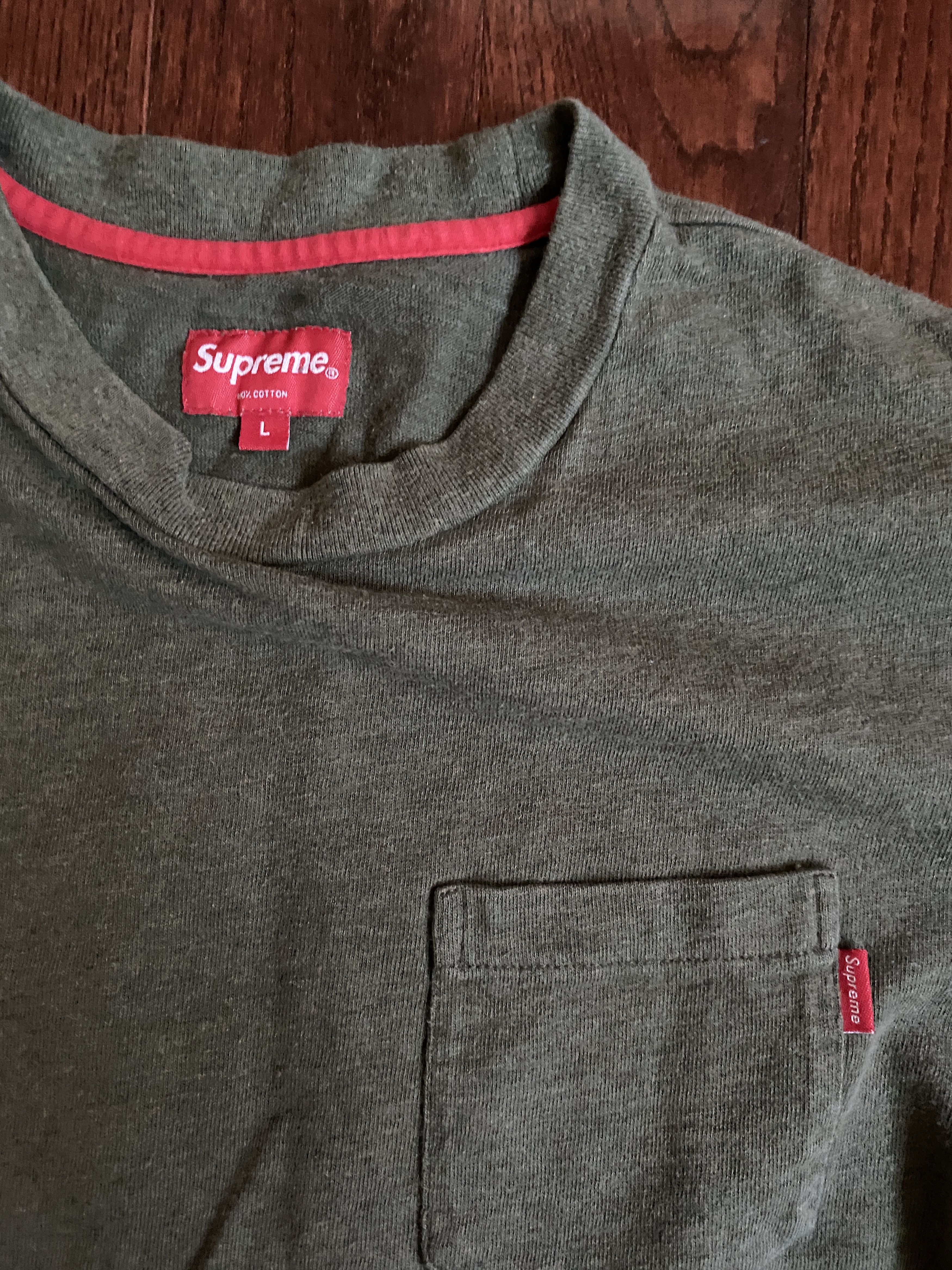 Supreme S/S Pocket Tee Olive Size US L / EU 52-54 / 3 - 3 Thumbnail
