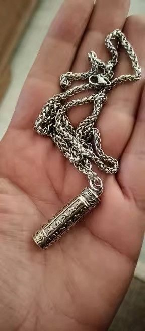 Jewelry Silver Prayer Cylinder Necklace Size ONE SIZE - 7 Thumbnail