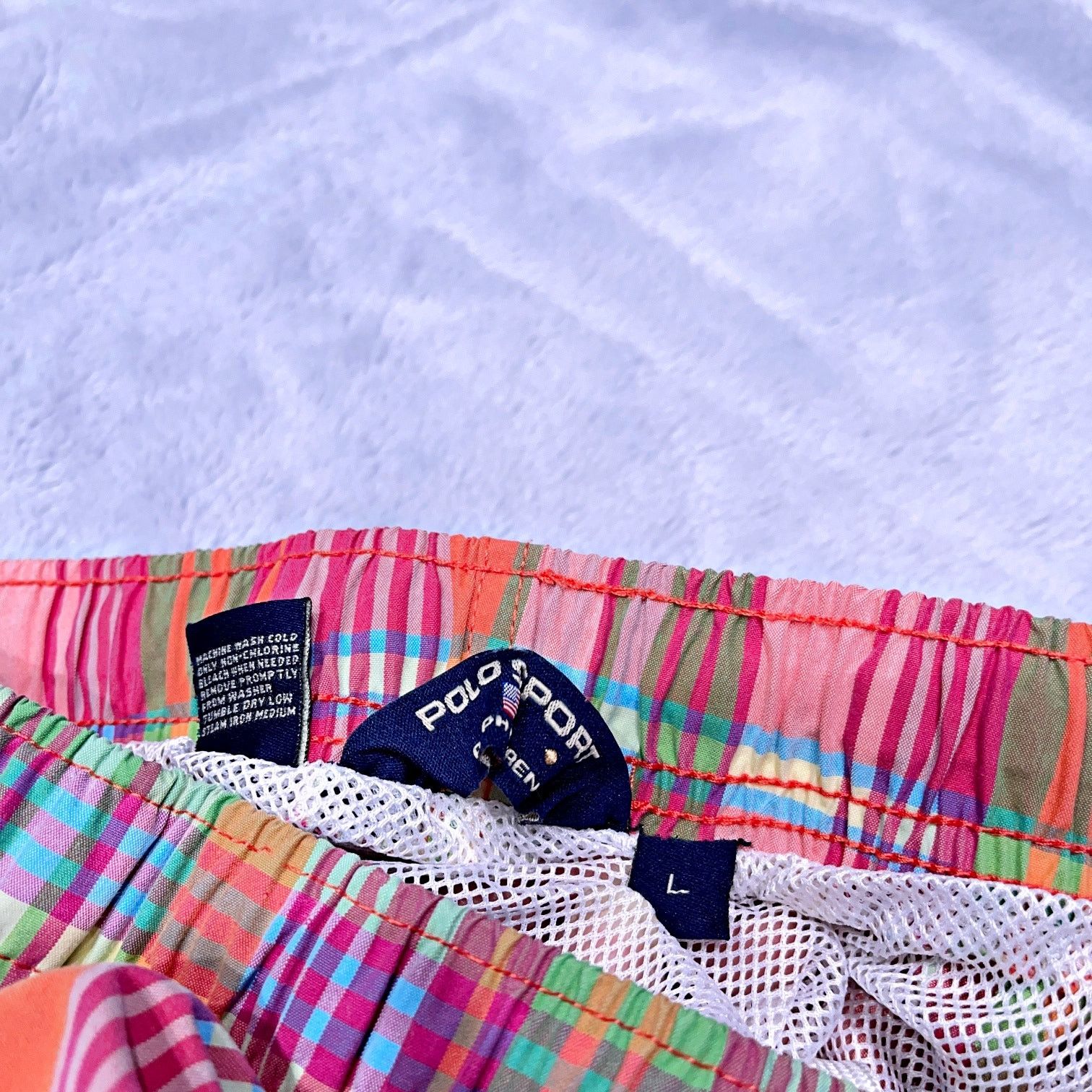 Polo Ralph Lauren POLO Sport Ralph Lauren Madras Plaid Swim Trunks 6" VTG L Size US 32 / EU 48 - 5 Thumbnail