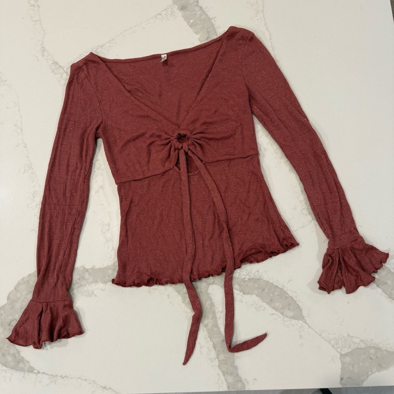 Free People Intimately Free People Metallic Tie Front Top Women’s Small Size S / US 4 / IT 40 - 4 Thumbnail
