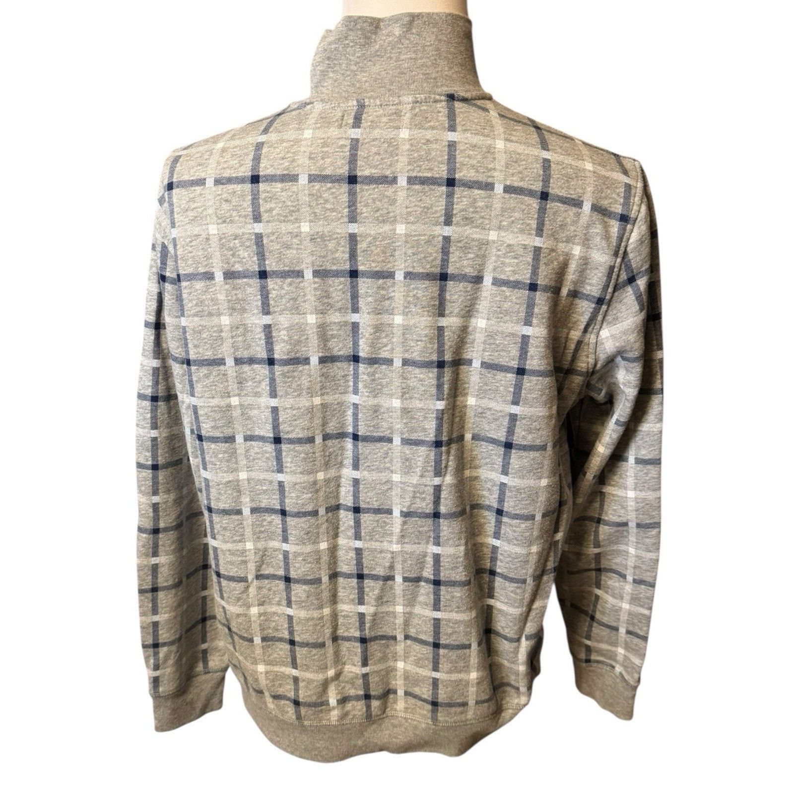 Nautica Nautica Quarter Zip Pullover Plaid Sweatshirt Gray Preppy Size US L / EU 52-54 / 3 - 4 Thumbnail