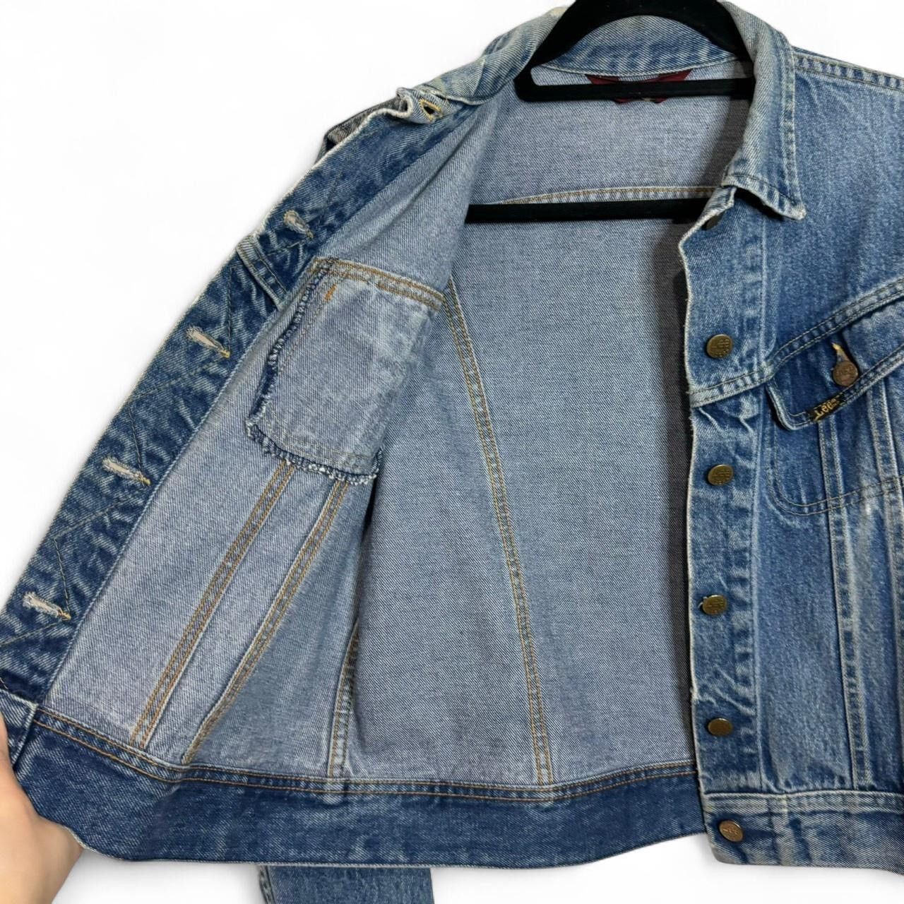 Lee × Vintage Vintage 80s Lee Rider Faded Midwash Blue Boxy Denim Jacket Size US S / EU 44-46 / 1 - 8 Thumbnail